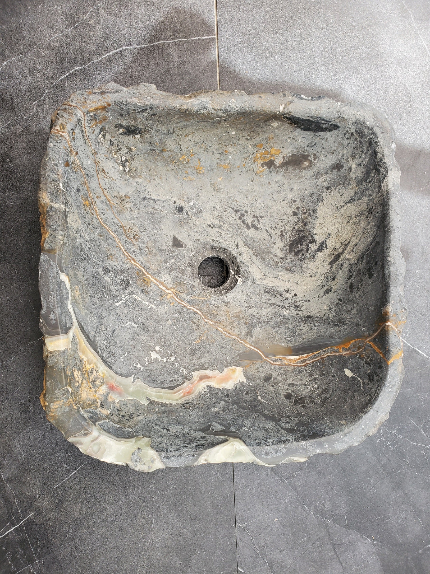 S33_03 Onyx and Slate Stone Vessel Bathroom Sink