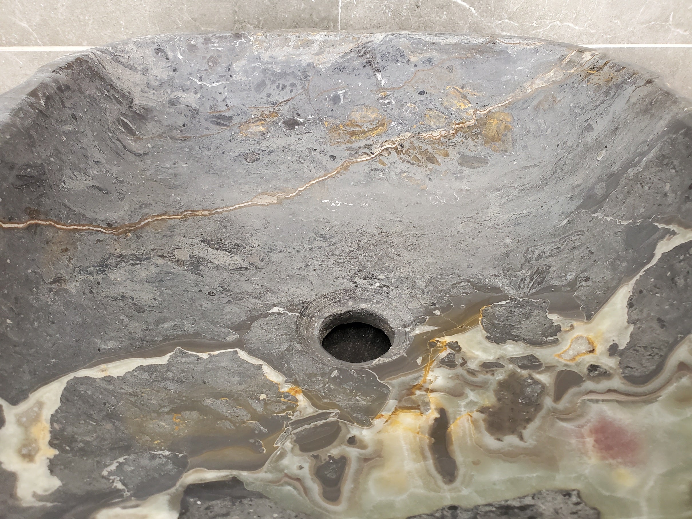 S33_02 Onyx and Slate Stone Vessel Bathroom Sink