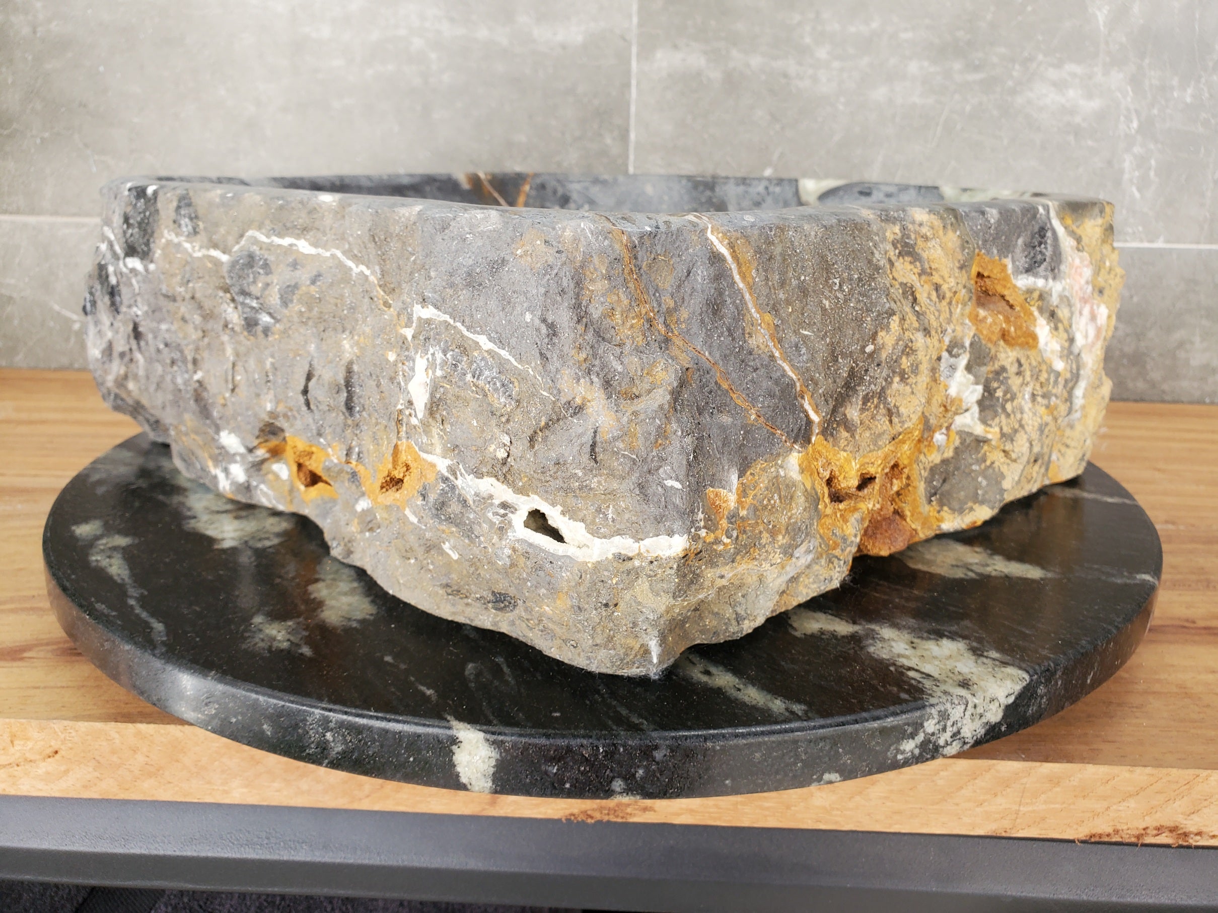 S33_03 Onyx and Slate Stone Vessel Bathroom Sink