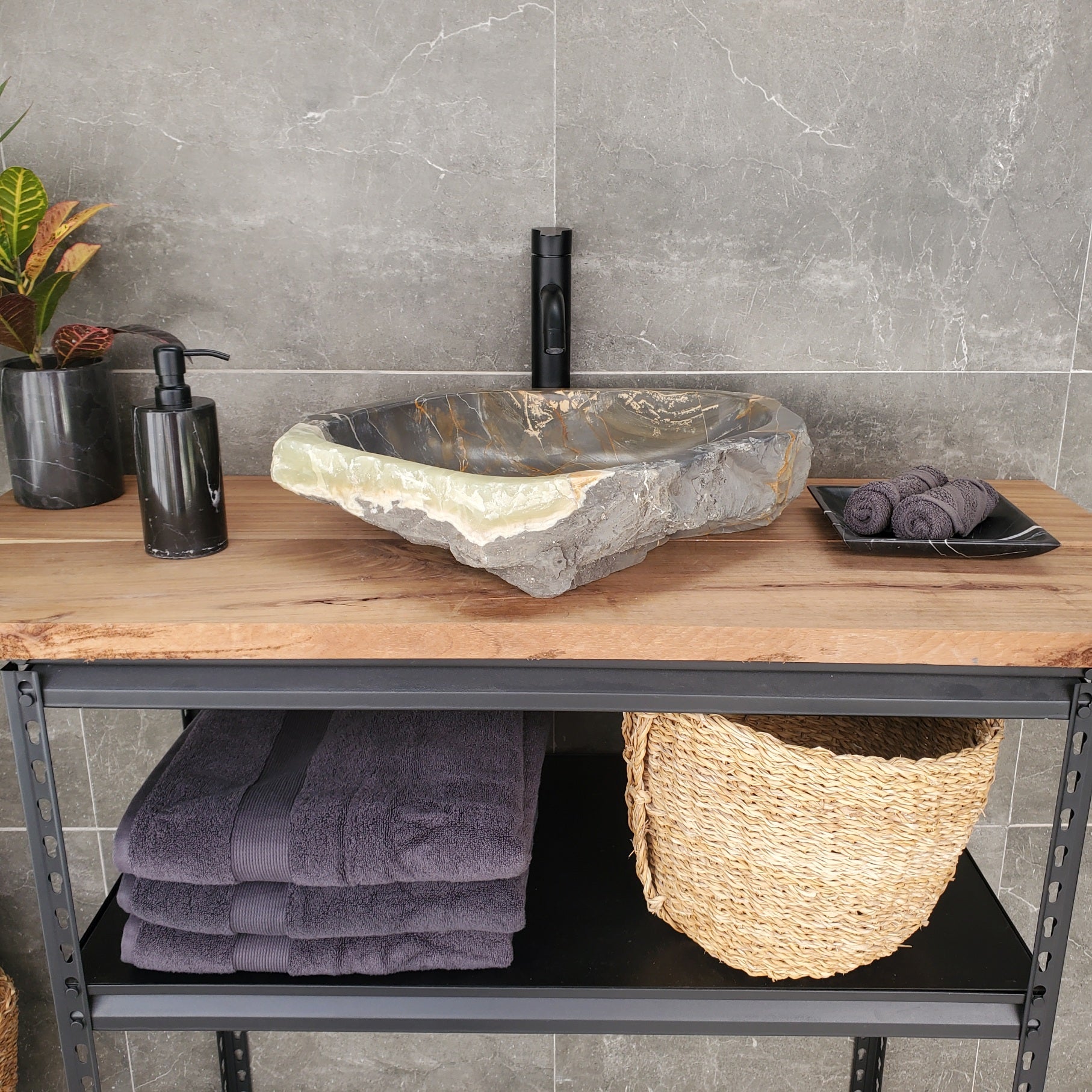 S33_05 Natural Stone Vessel Bathroom Sink