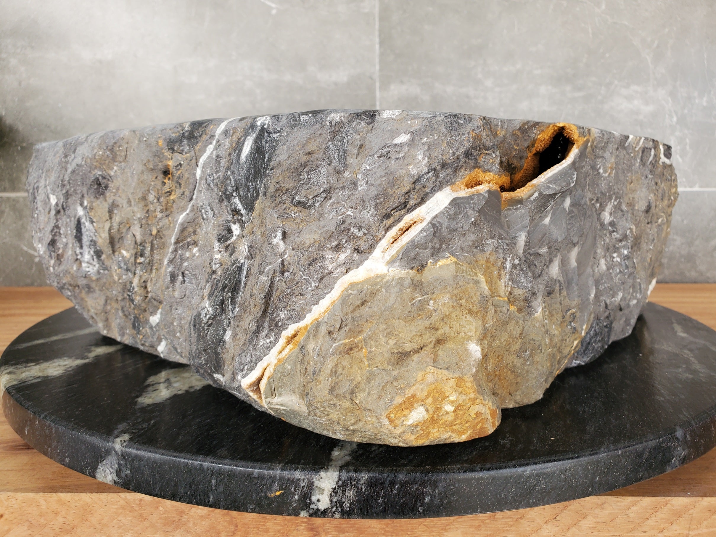 S33_01 Onyx Stone Vessel Bathroom Sink - 15.5 x 15