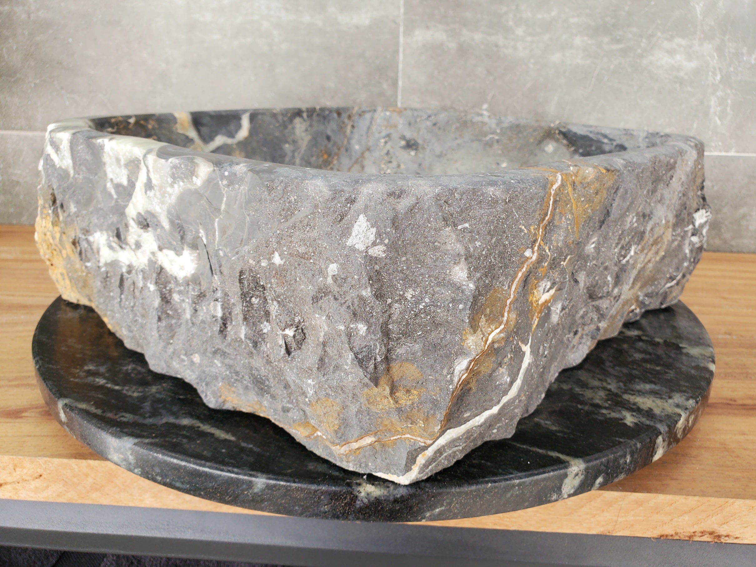 S33_03 Onyx and Slate Stone Vessel Bathroom Sink