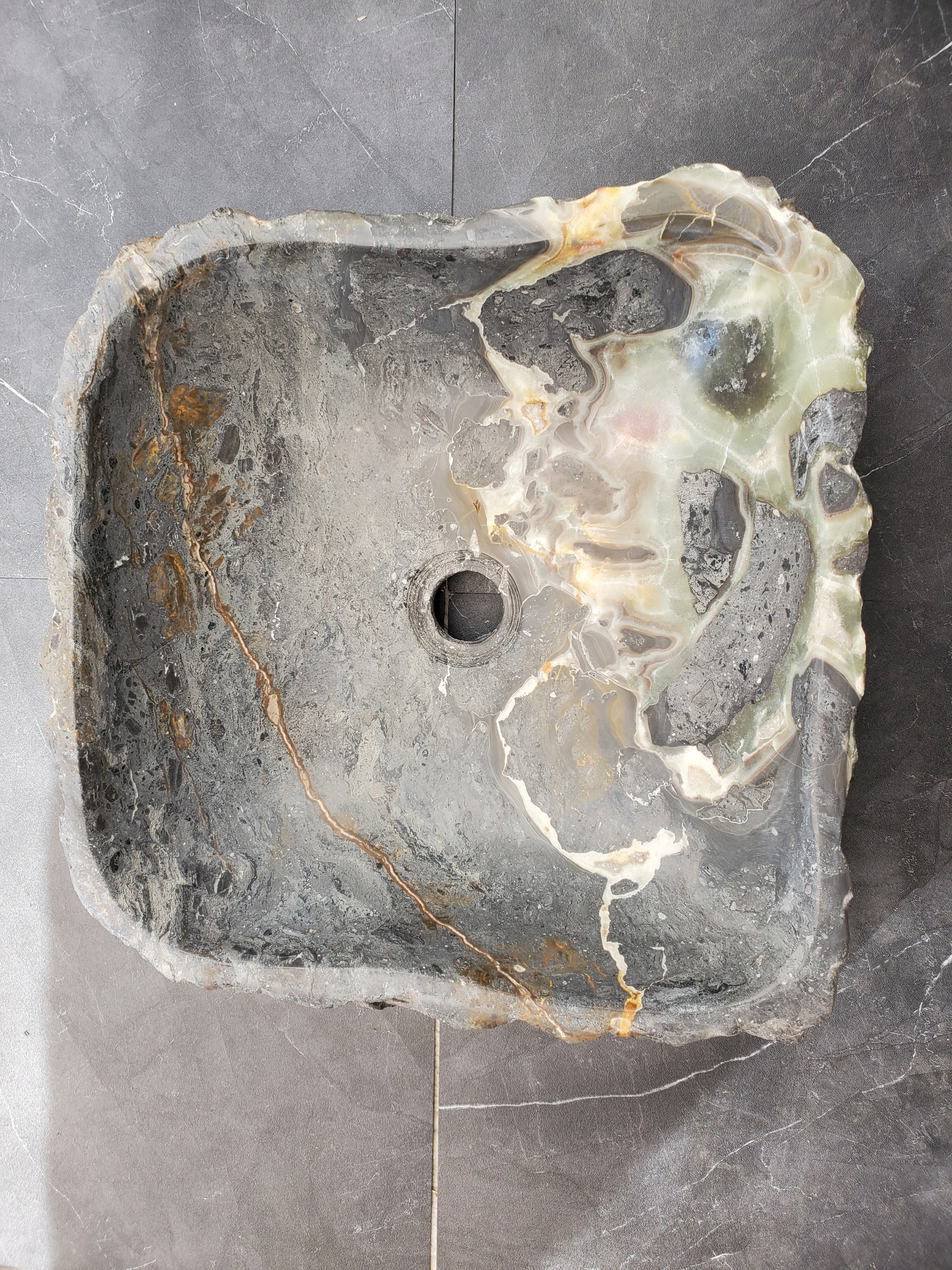 S33_02 Onyx and Slate Stone Vessel Bathroom Sink