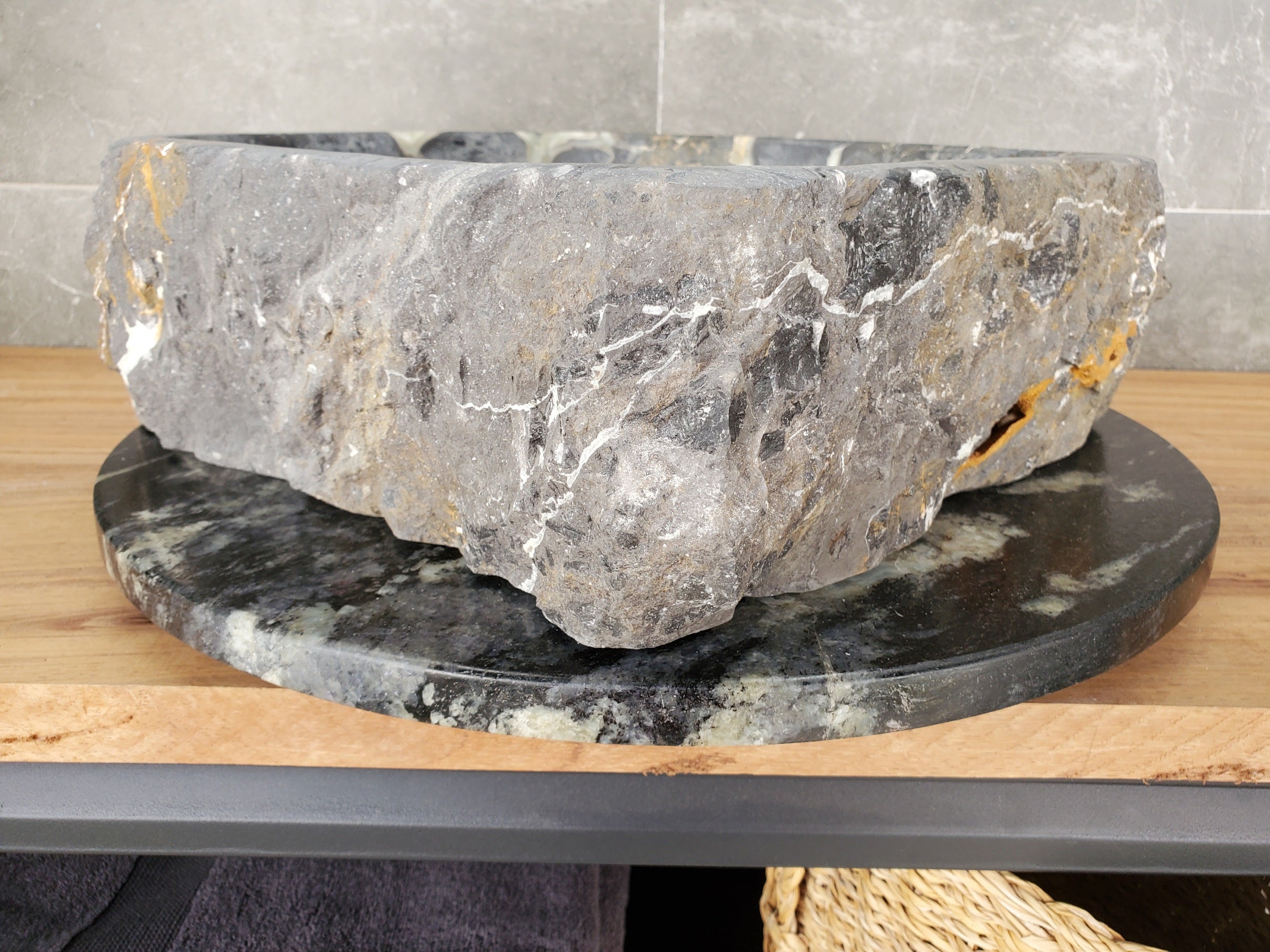 S33_03 Onyx and Slate Stone Vessel Bathroom Sink
