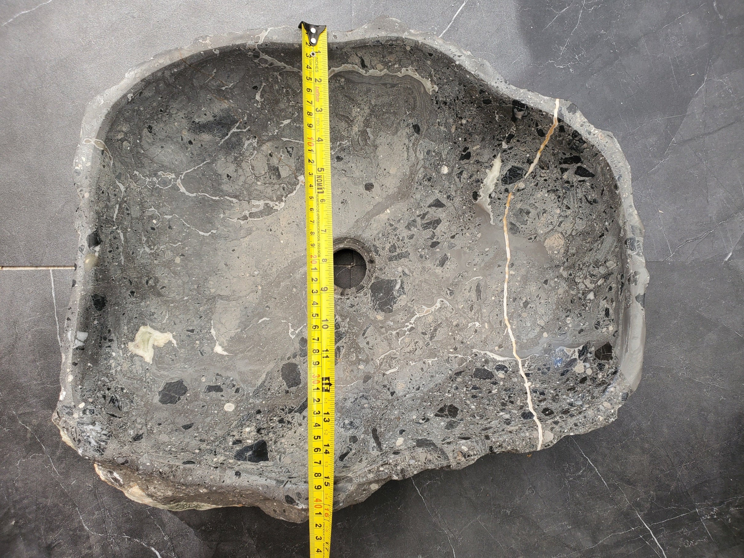 S33_04 Onyx and Slate Stone Vessel Bathroom Sink - 19 x 16 inch