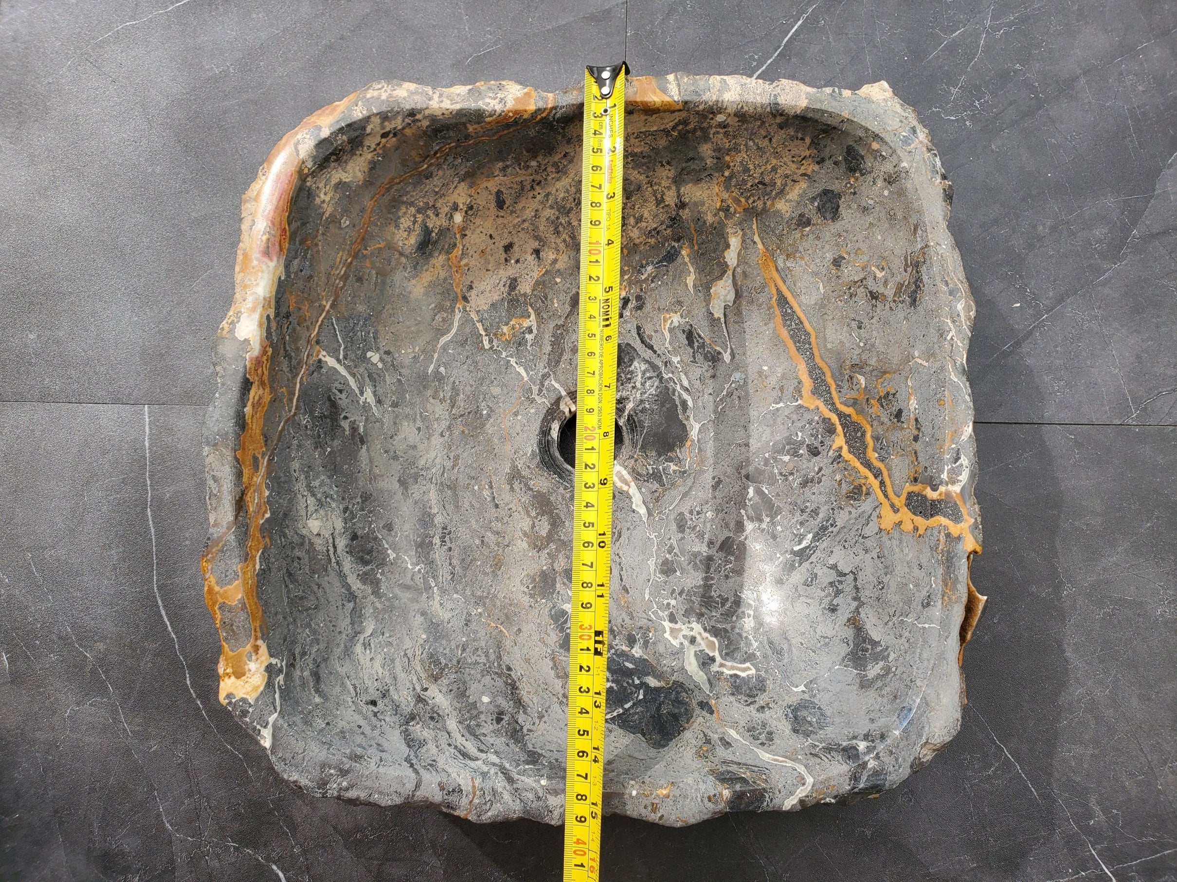 S33_01 Onyx Stone Vessel Bathroom Sink - 15.5 x 15