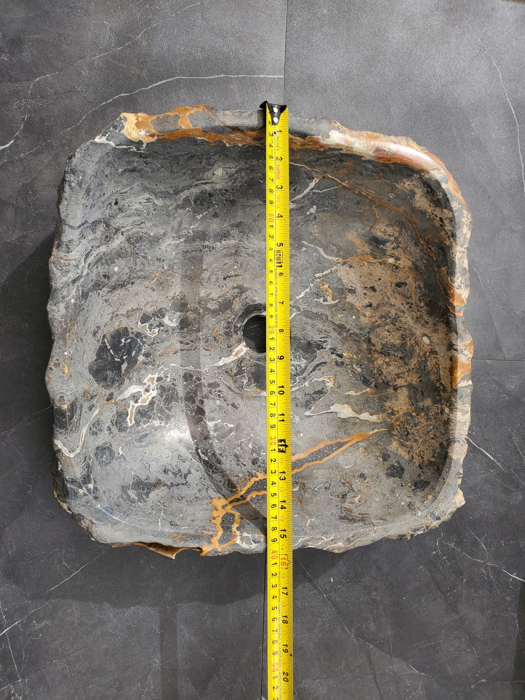 S33_01 Onyx Stone Vessel Bathroom Sink - 15.5 x 15