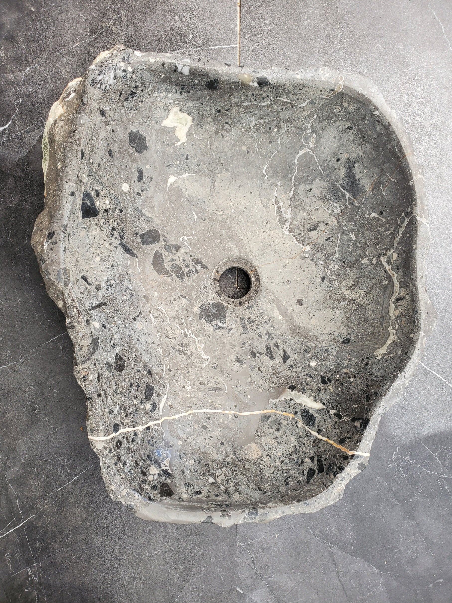 S33_04 Onyx and Slate Stone Vessel Bathroom Sink - 19 x 16 inch
