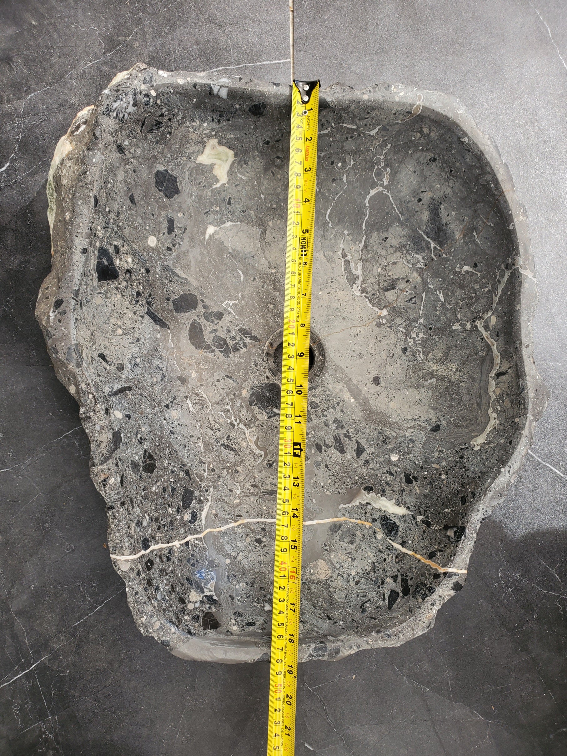 S33_04 Onyx and Slate Stone Vessel Bathroom Sink - 19 x 16 inch