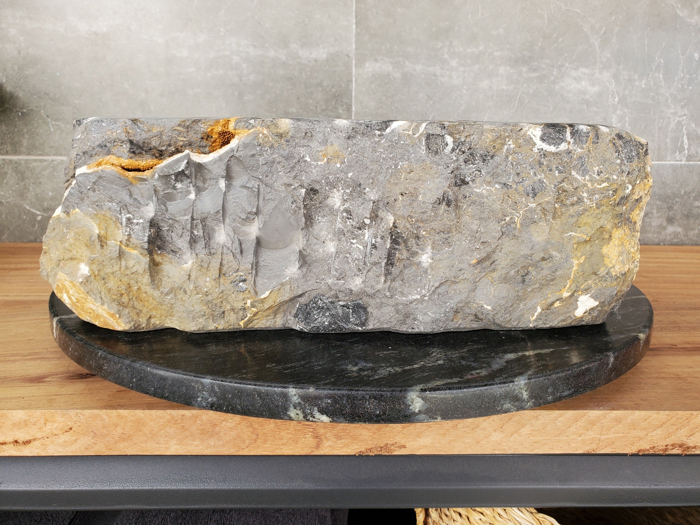 S33_01 Onyx Stone Vessel Bathroom Sink - 15.5 x 15
