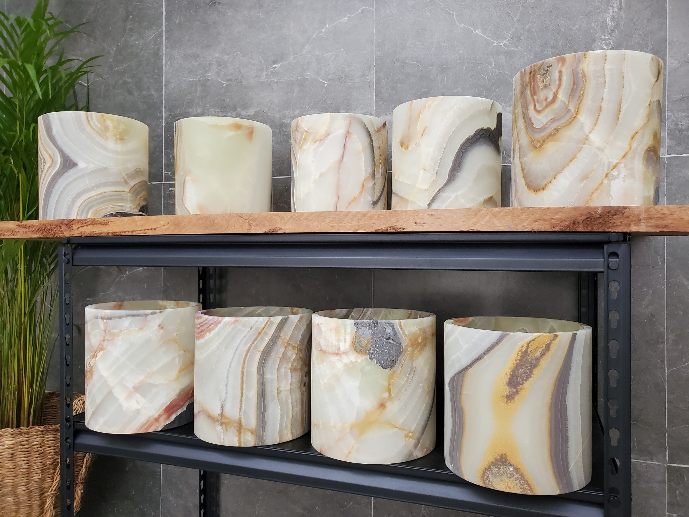 WB_18RD Onyx Stone Waste Basket