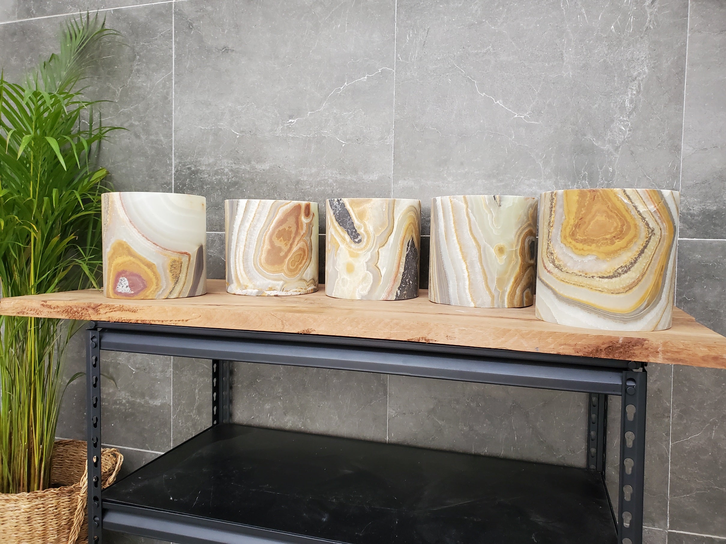 WB_18RD Onyx Stone Waste Basket