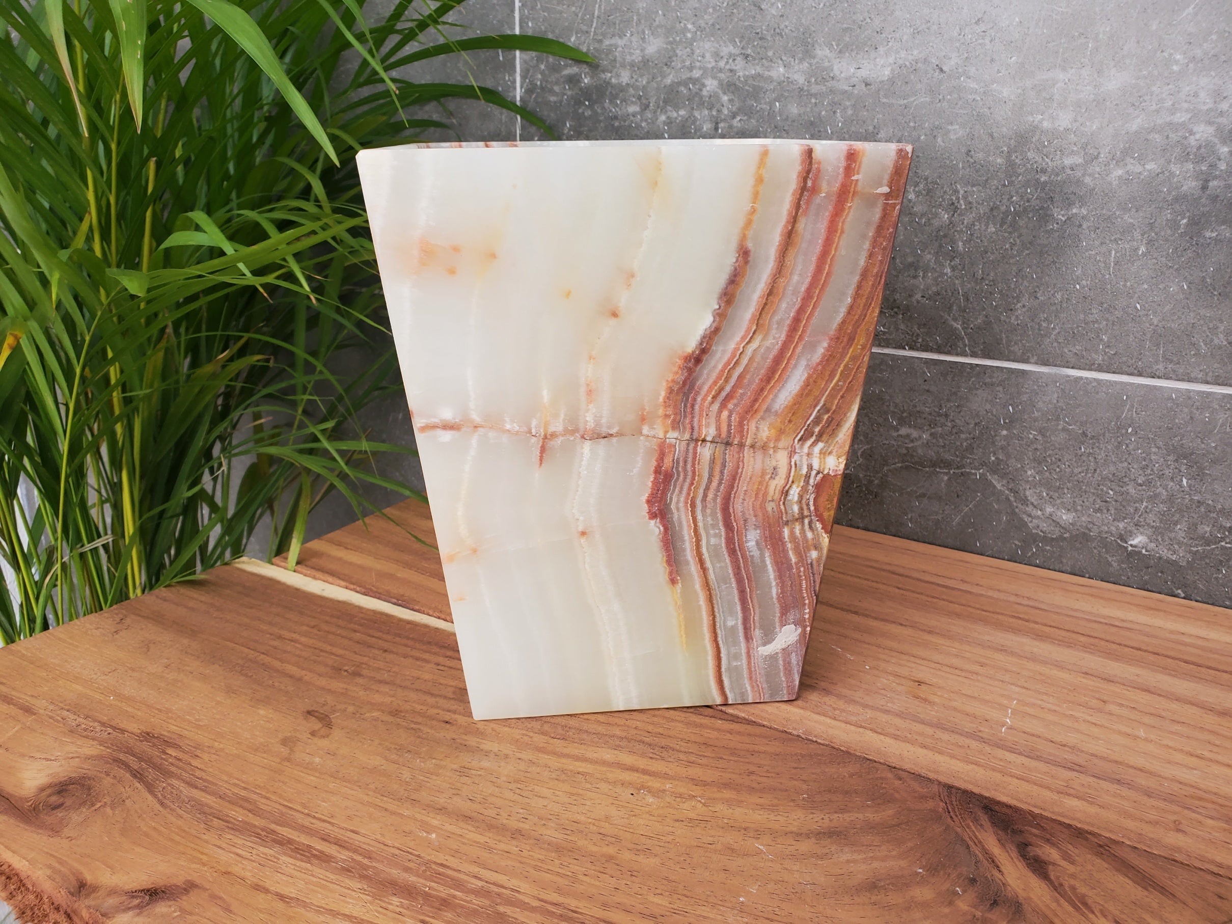 WB_16SQ Onyx Stone Waste Basket