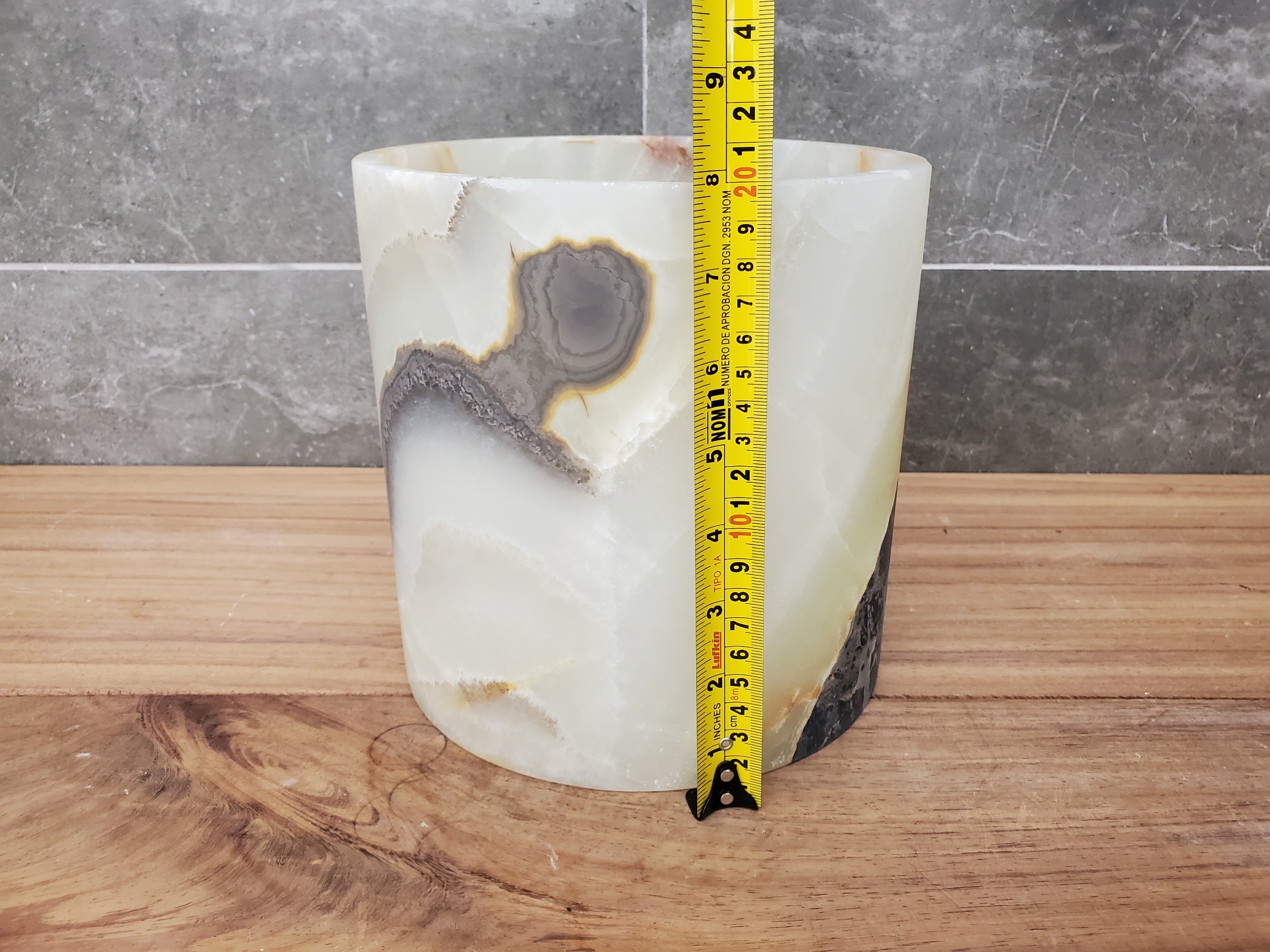 WB_18RD Onyx Stone Waste Basket