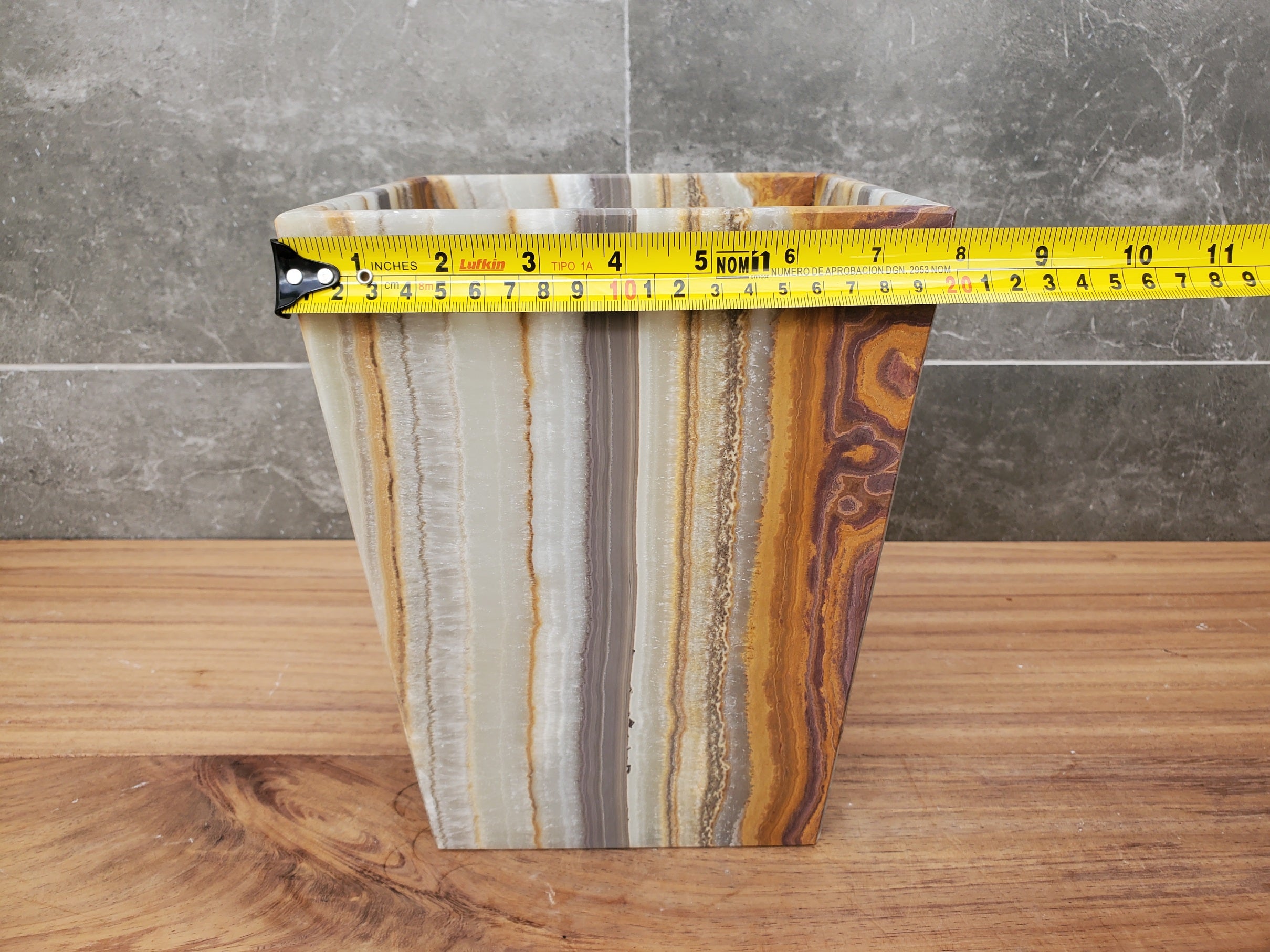 WB_17SQ Onyx Stone Waste Basket