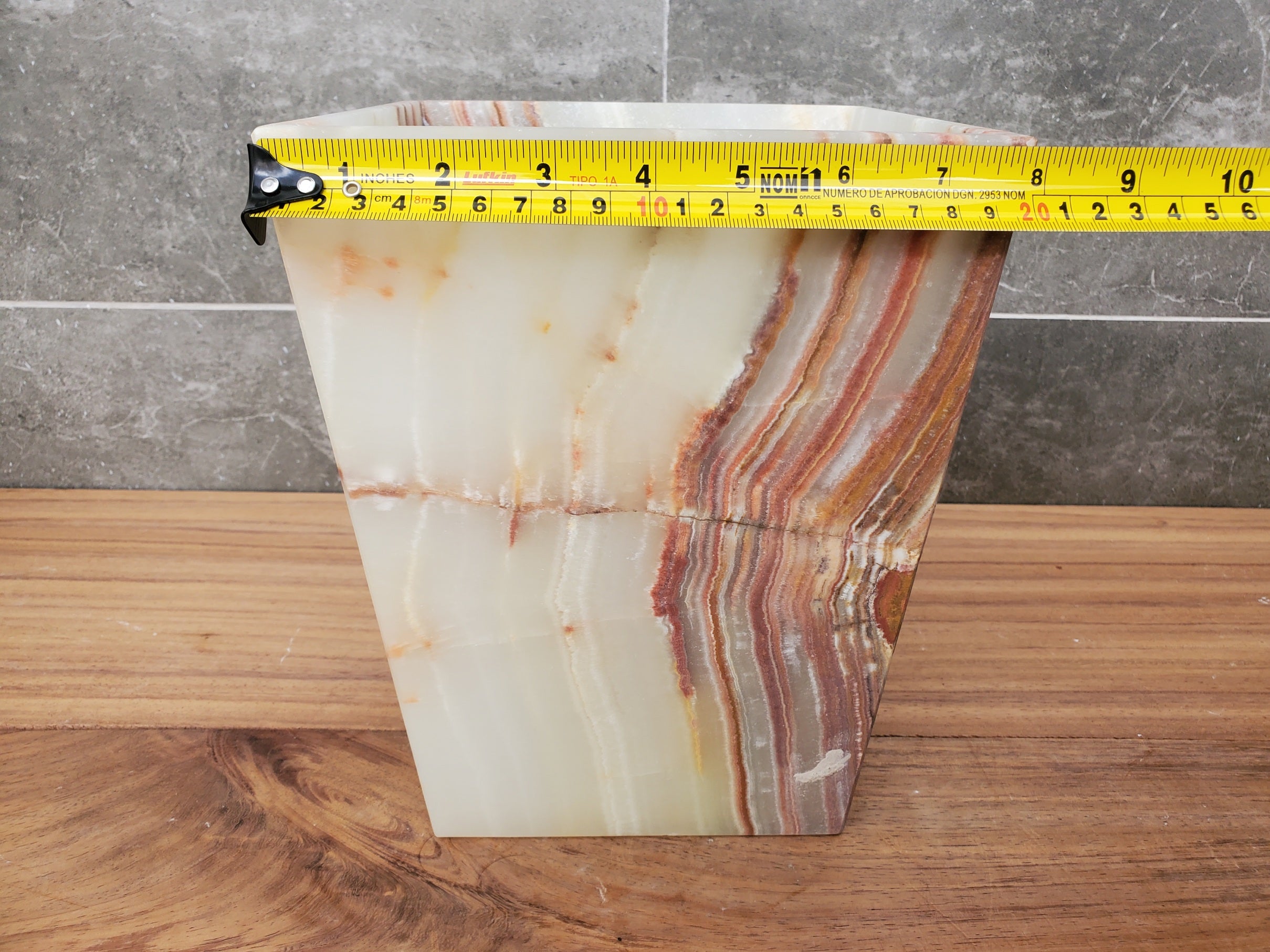 WB_16SQ Onyx Stone Waste Basket