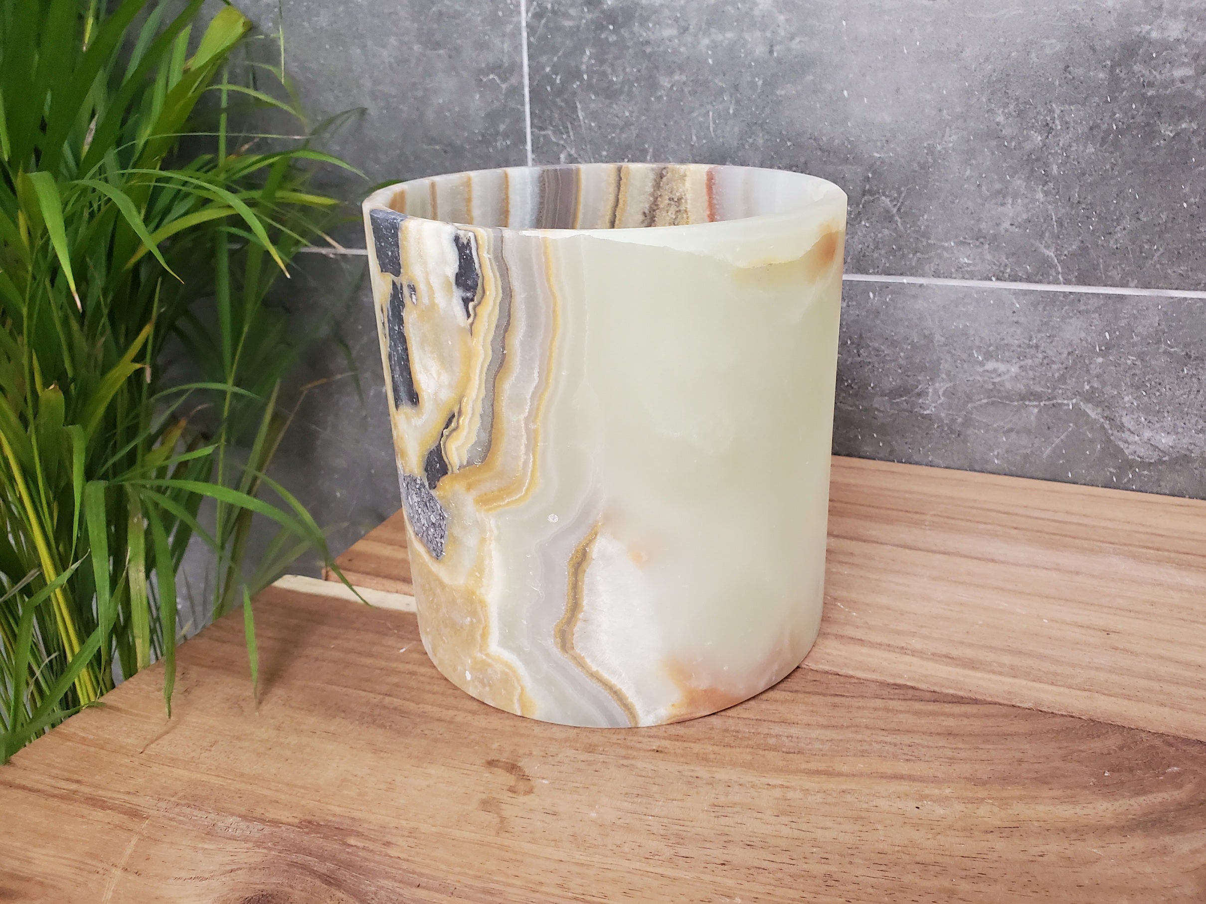 WB_18RD Onyx Stone Waste Basket