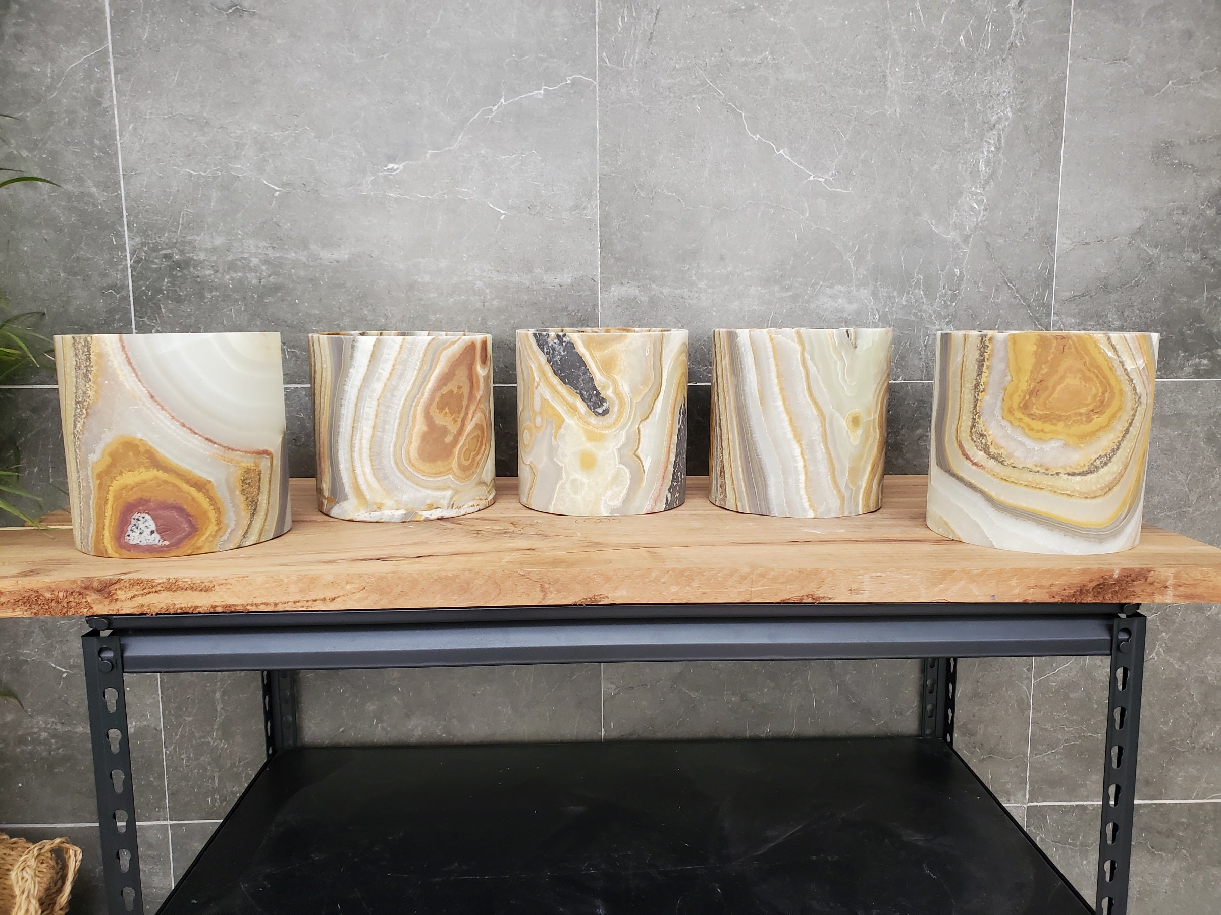 WB_18RD Onyx Stone Waste Basket