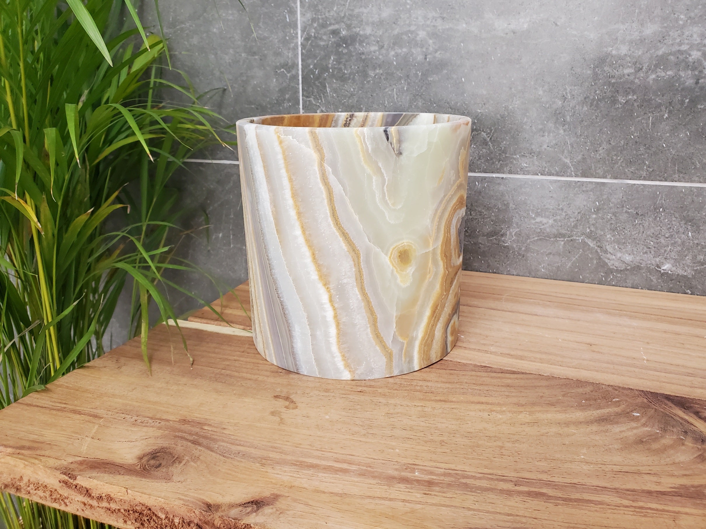 WB_18RD Onyx Stone Waste Basket