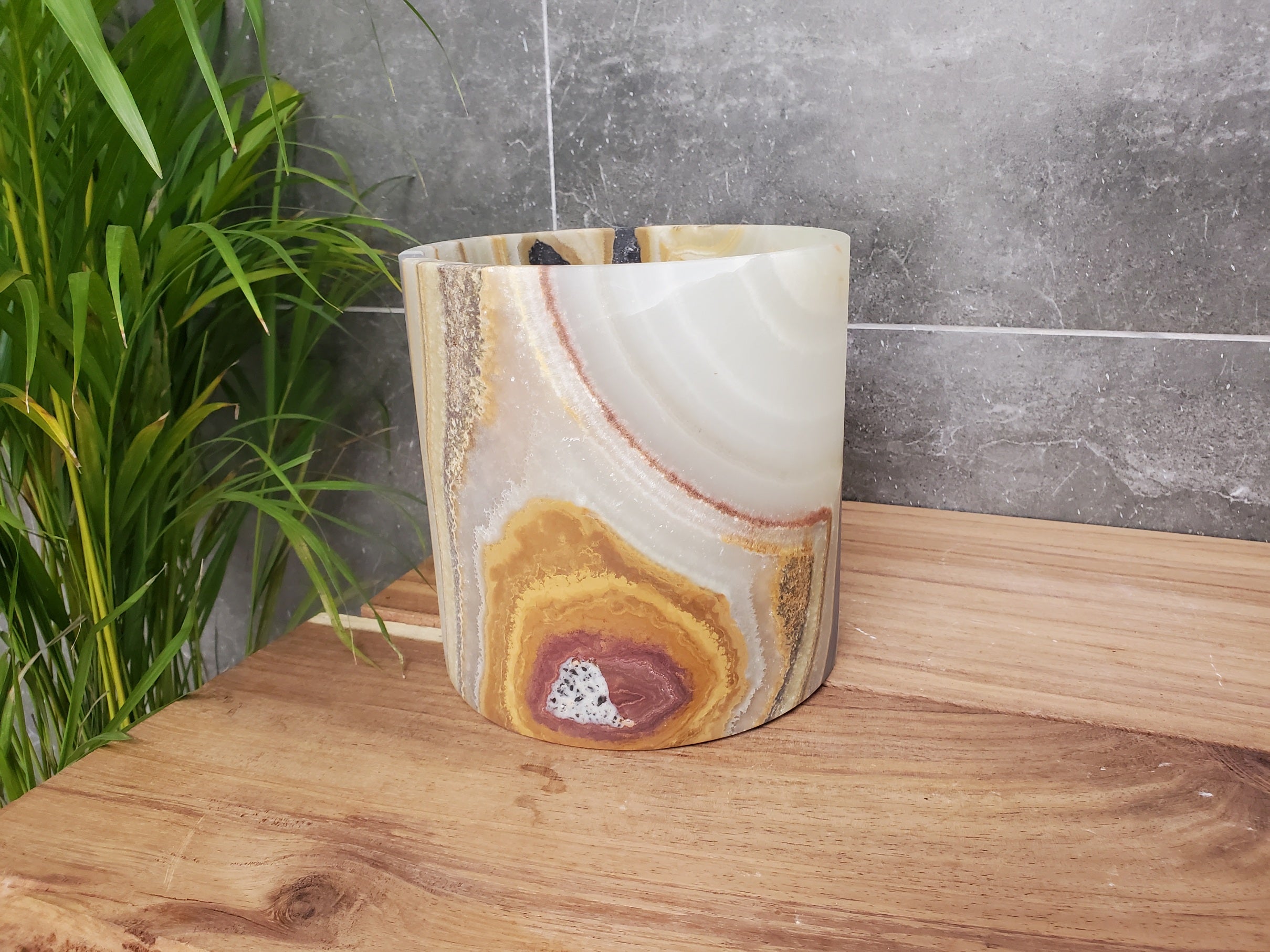 WB_18RD Onyx Stone Waste Basket