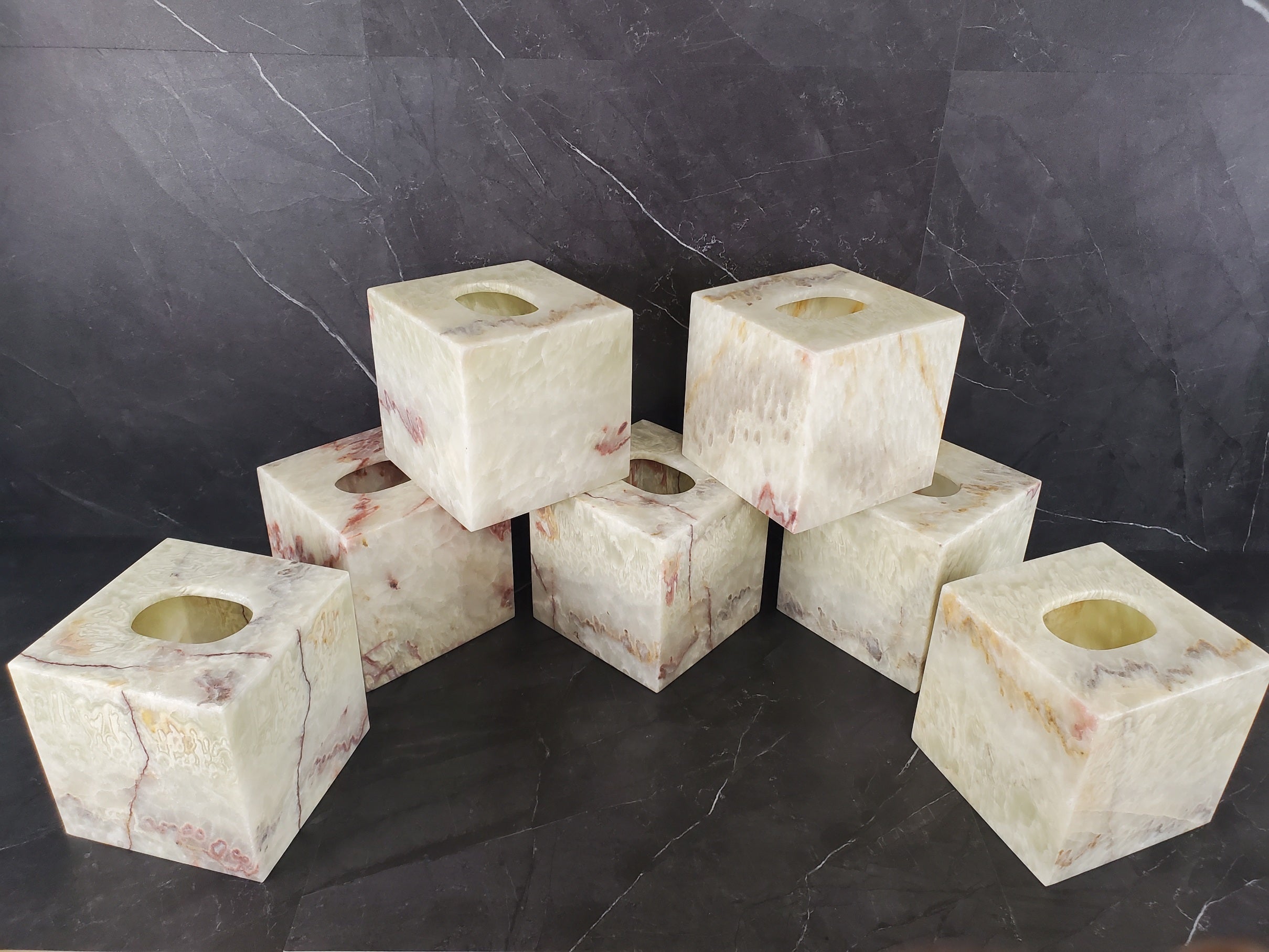TCSQ_48 Green Onyx Tissue Box Cover (Cube)
