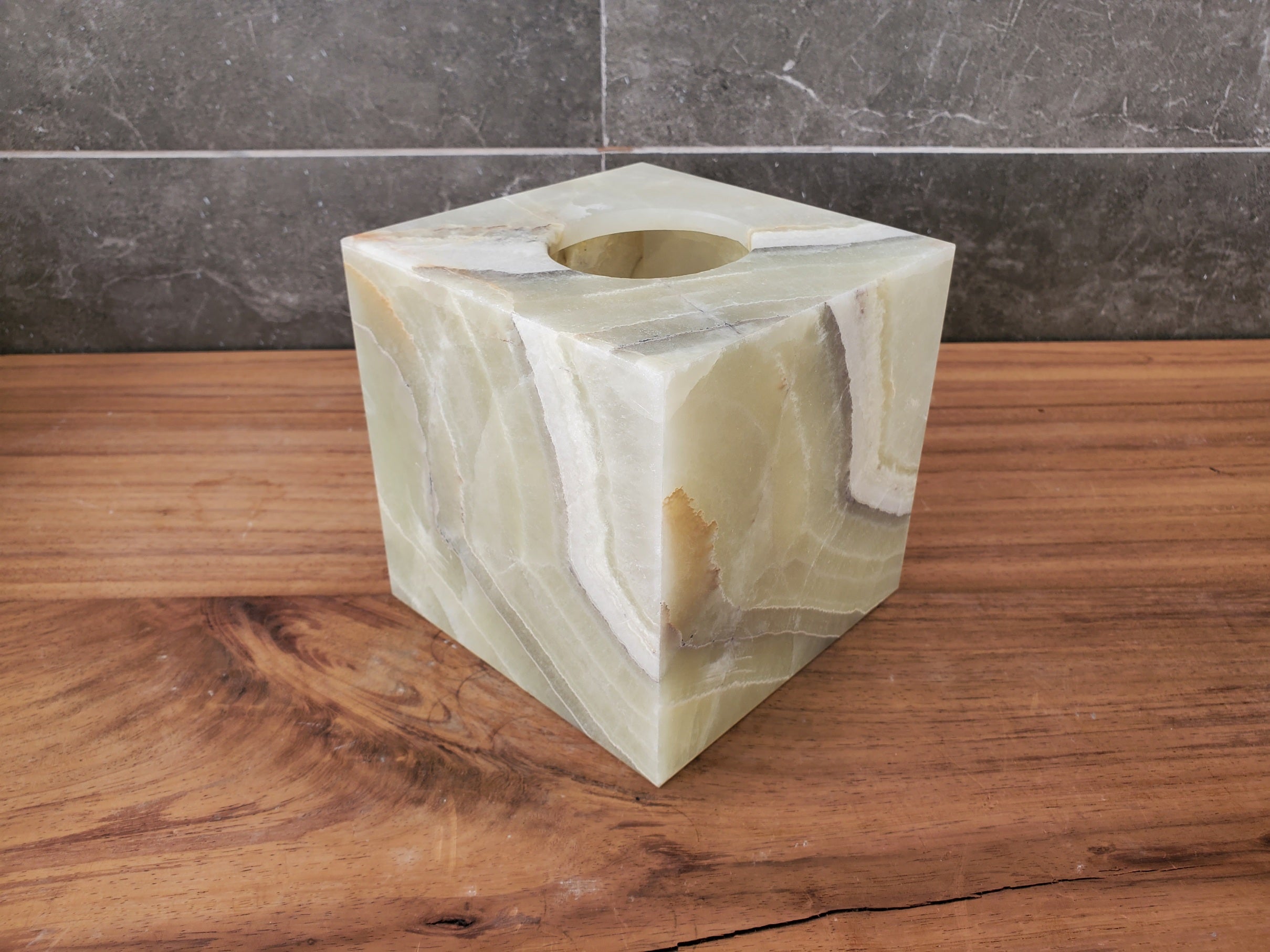 TCSQ_64 Green Onyx Tissue Box Cover (Cube) Tissue Box Cover Bath Decor Tissue Box Covers