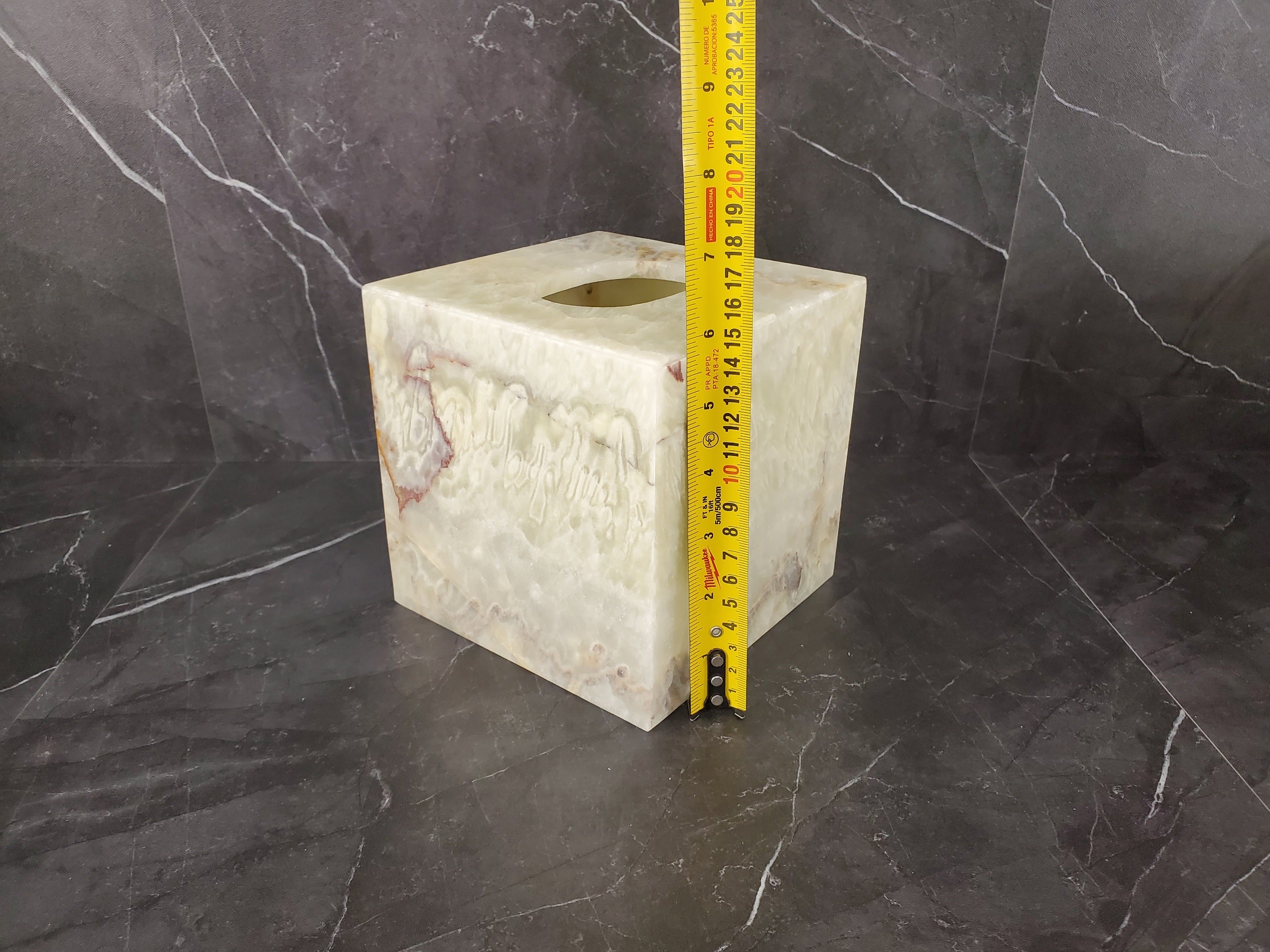 TCSQ_48 Green Onyx Tissue Box Cover (Cube)
