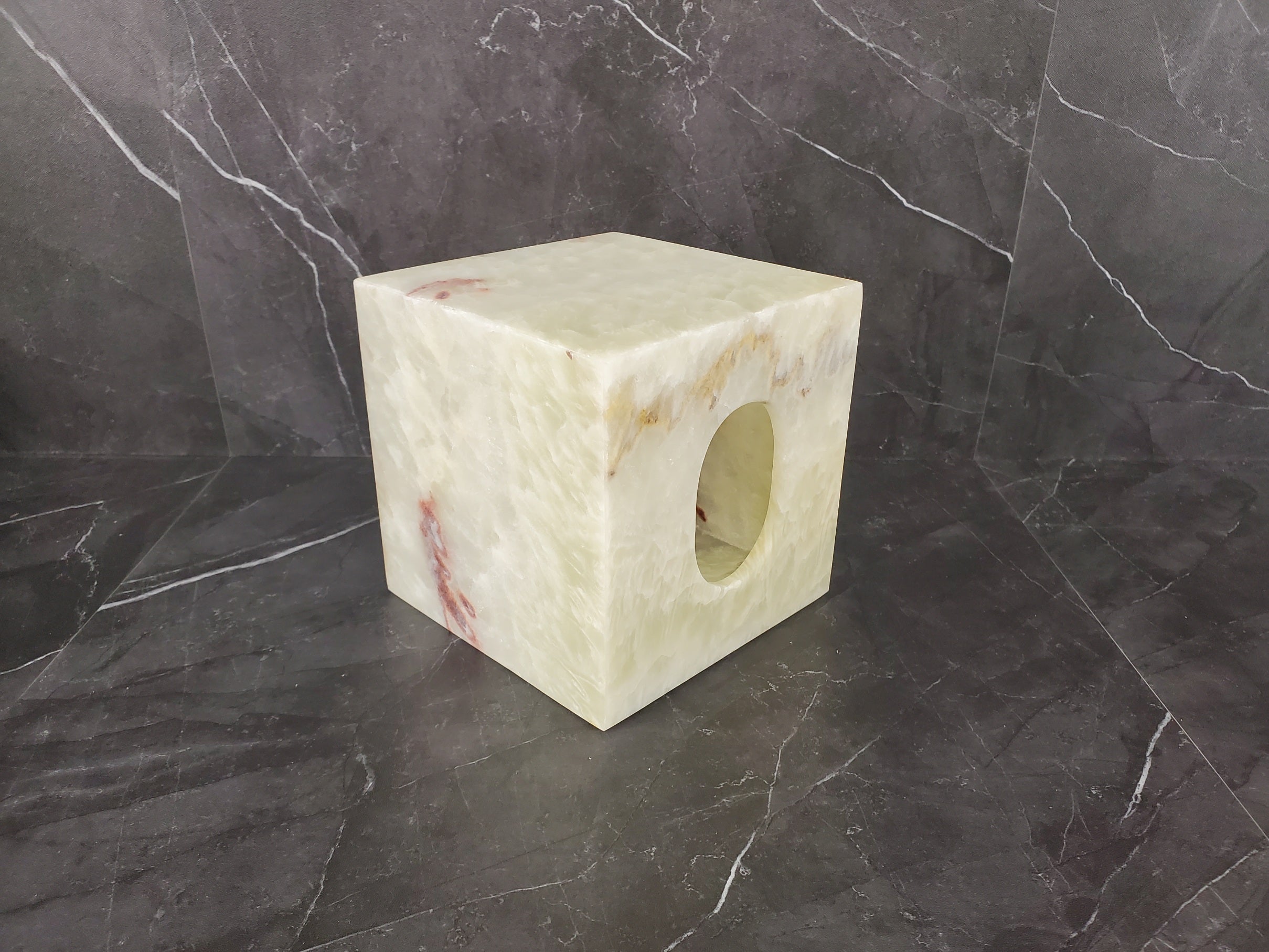 TCSQ_48 Green Onyx Tissue Box Cover (Cube)