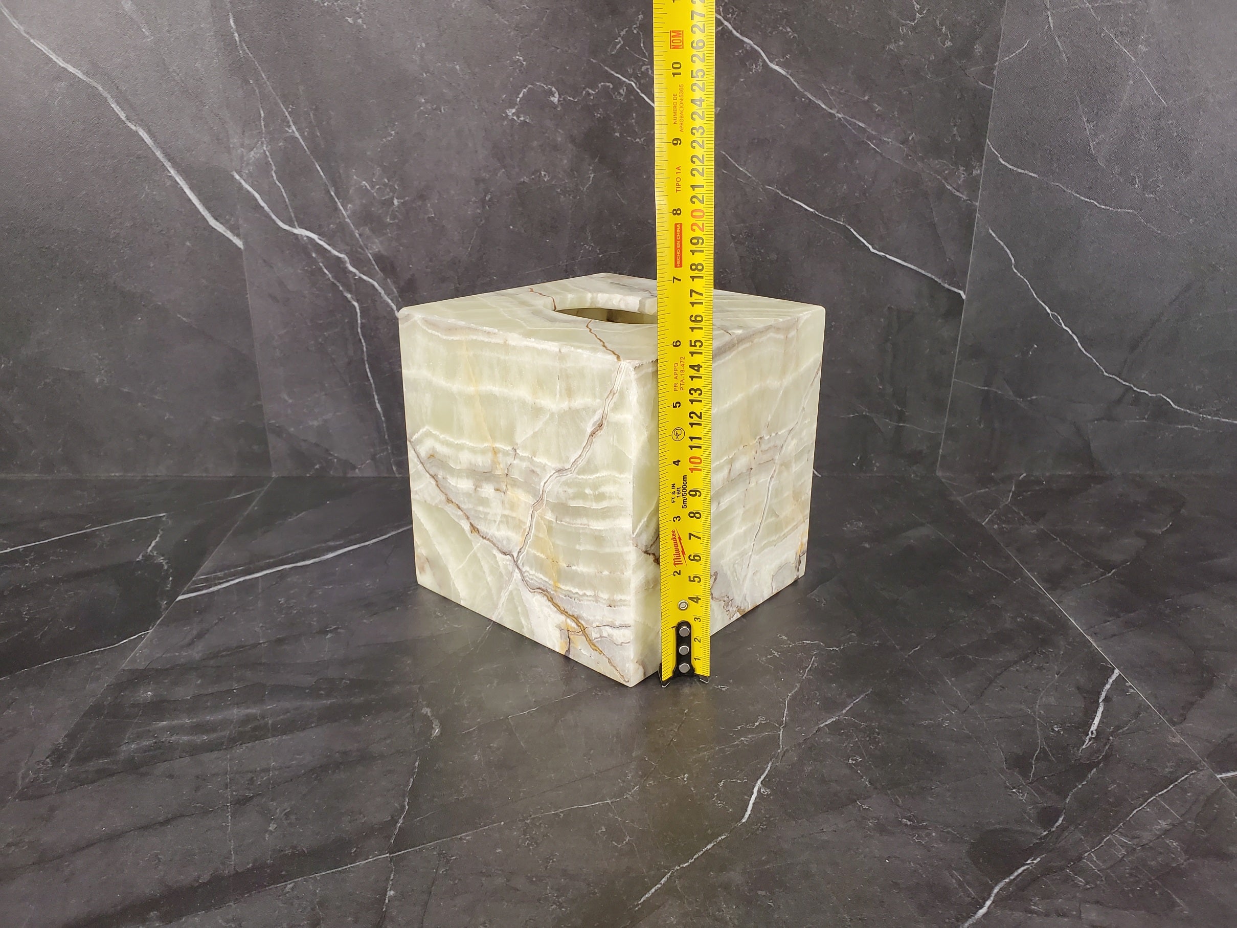 TCSQ_49 Green Onyx Tissue Box Cover (Cube)