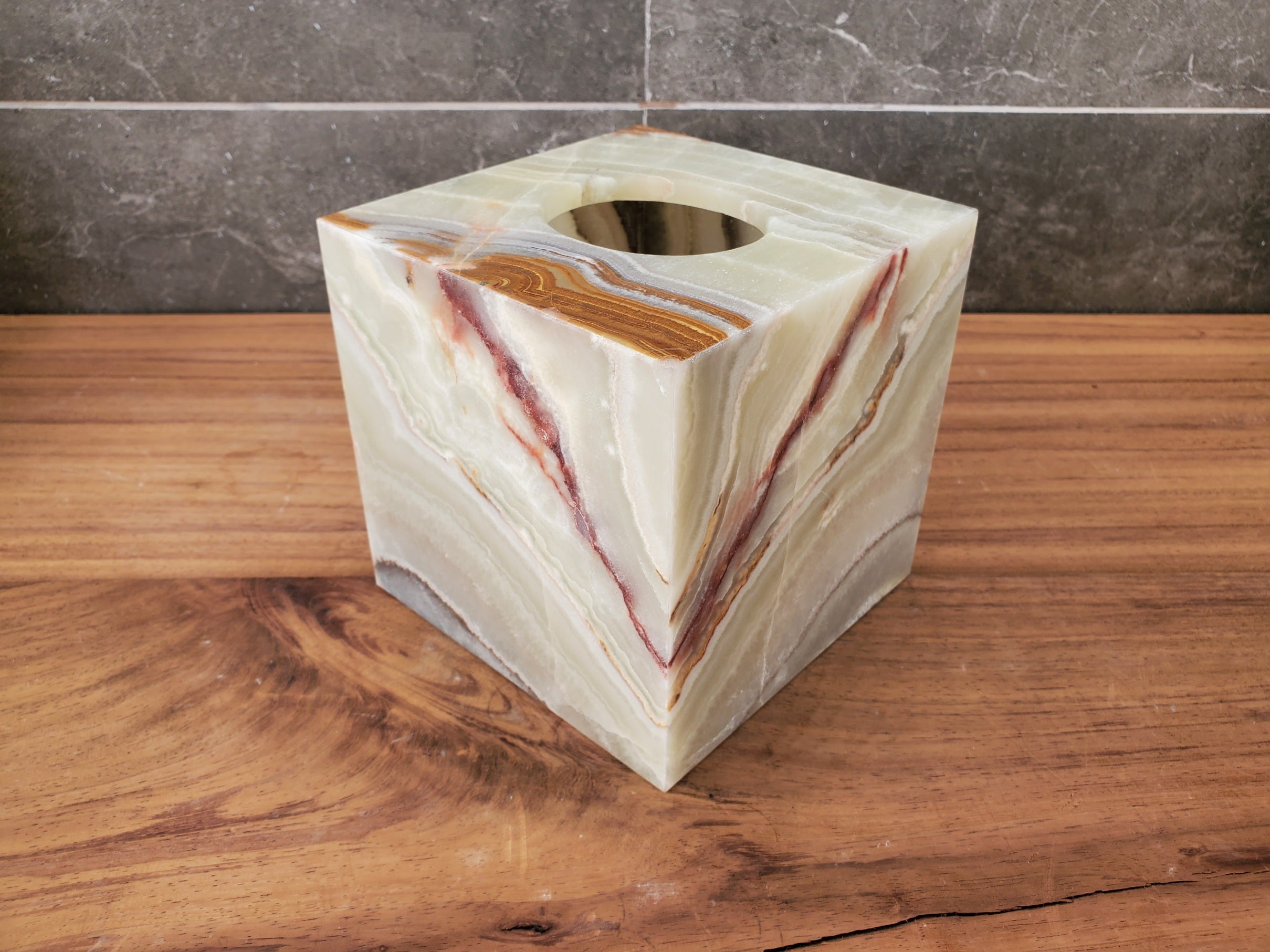 TCSQ_64 Green Onyx Tissue Box Cover (Cube) Tissue Box Cover Bath Decor Tissue Box Covers