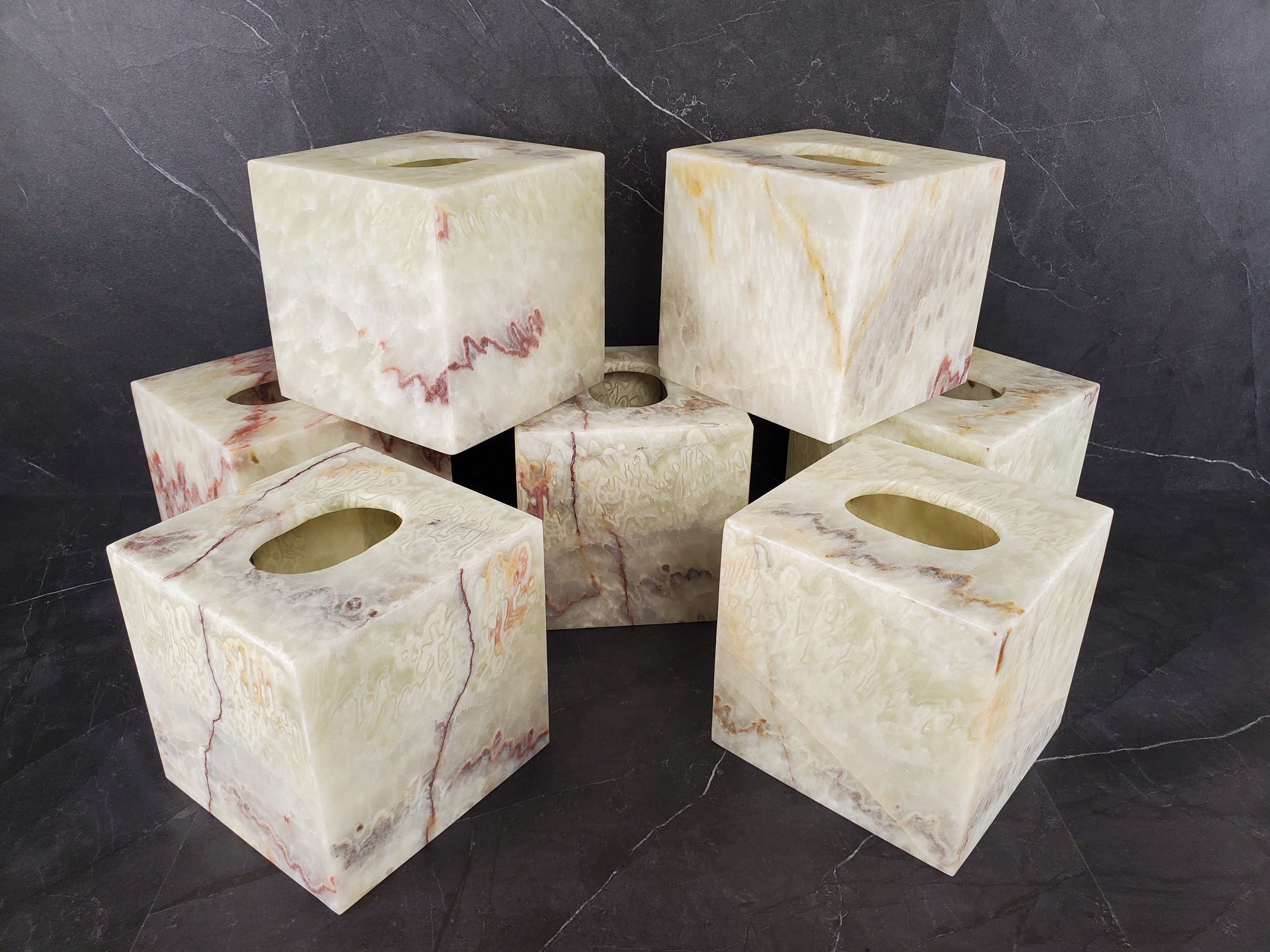 TCSQ_48 Green Onyx Tissue Box Cover (Cube)
