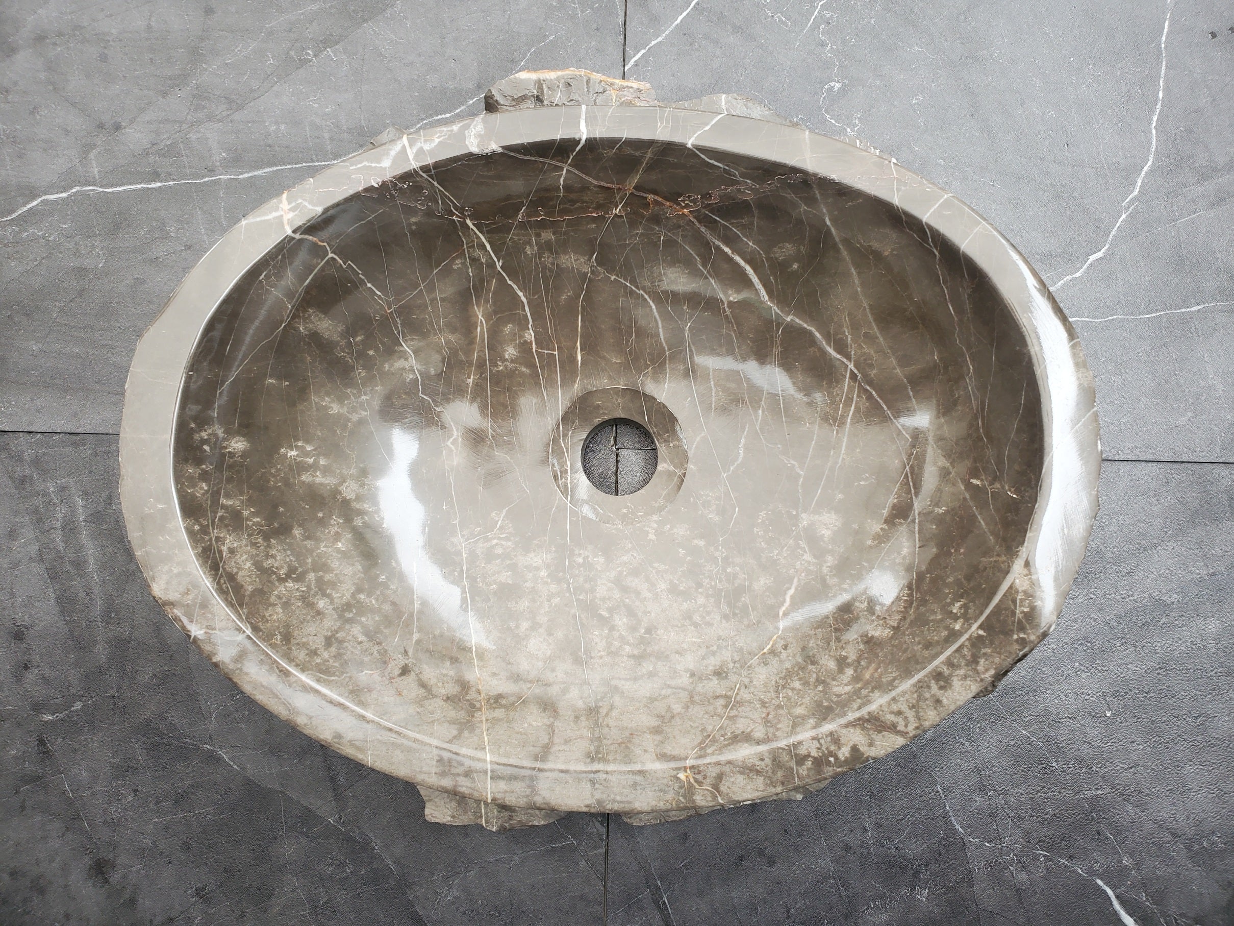 S31_41 Oval Carved Marble Vessel Sink