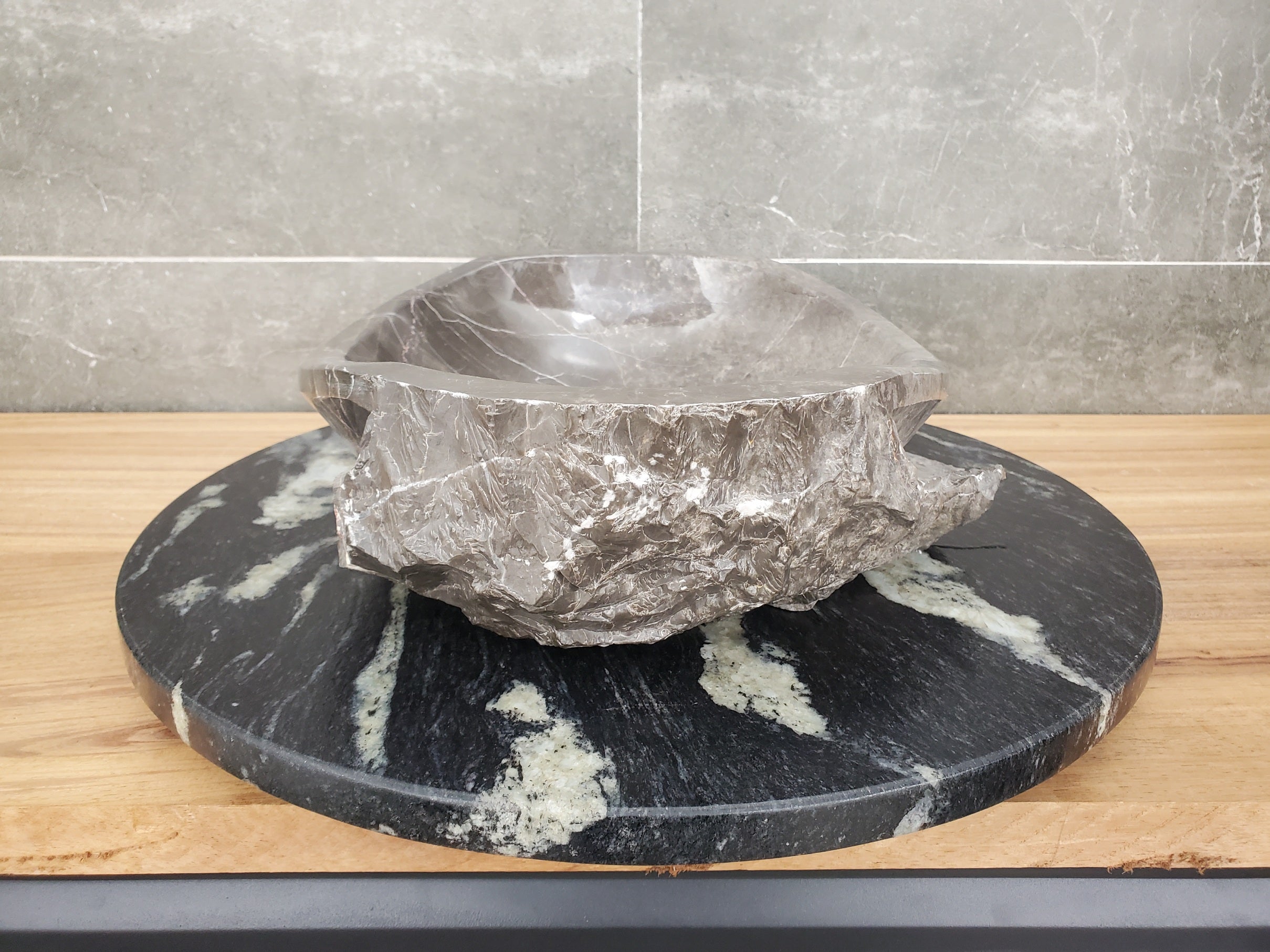 S31_40 Oval Carved Marble Vessel Sink - 16 x 12 inch