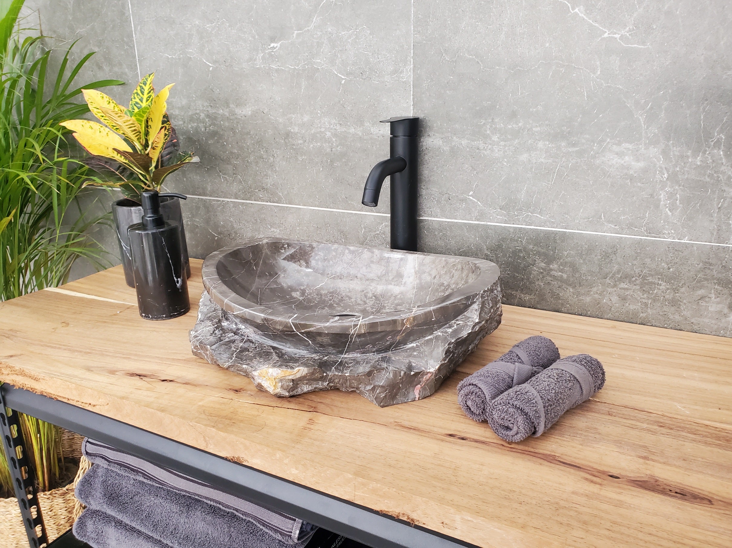 S31_41 Oval Carved Marble Vessel Sink