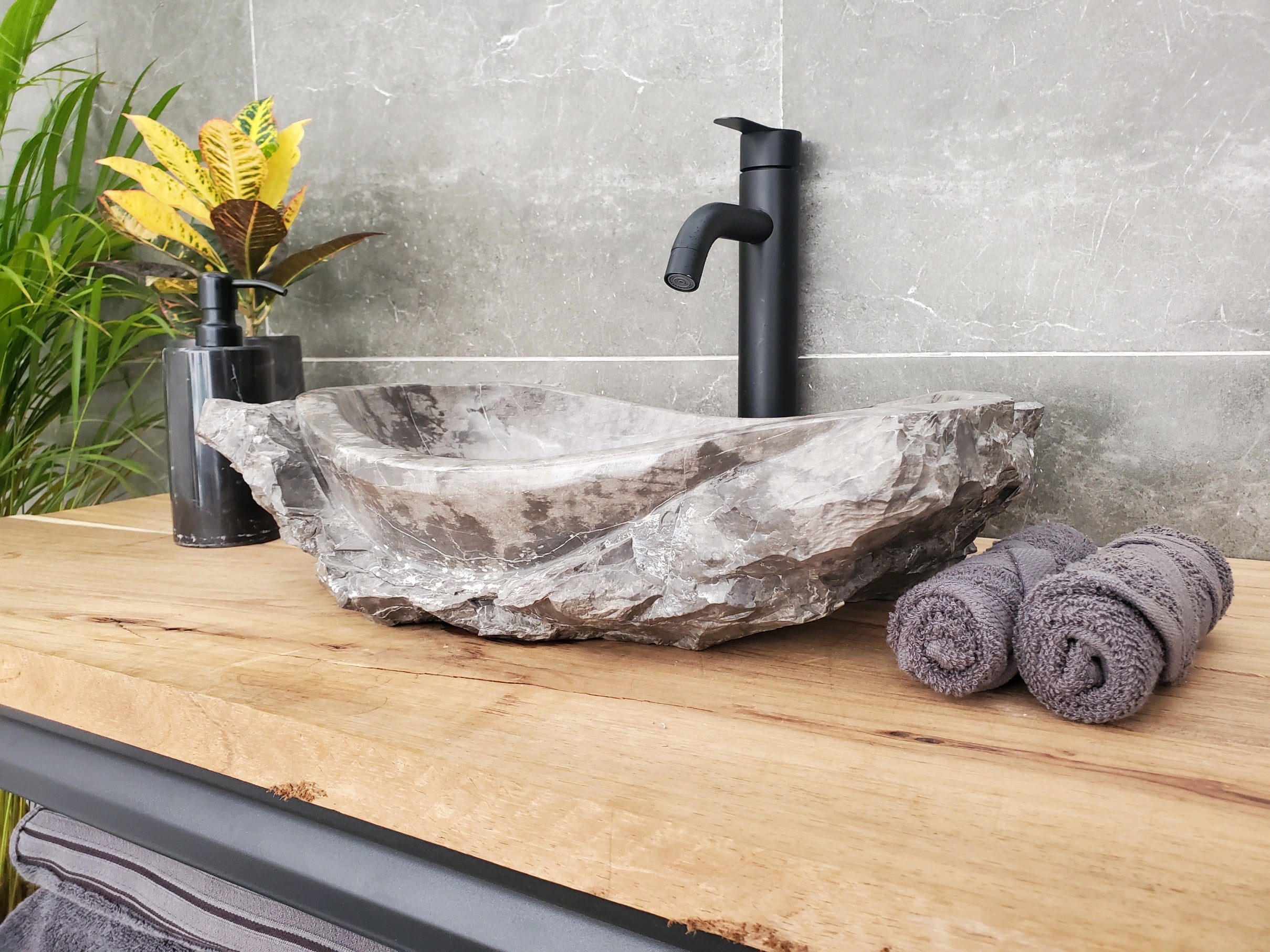 S31_42 Oval Carved Marble Vessel Sink