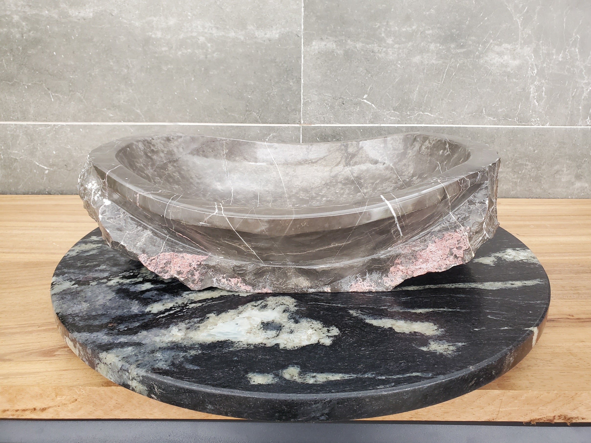 S31_40 Oval Carved Marble Vessel Sink - 16 x 12 inch