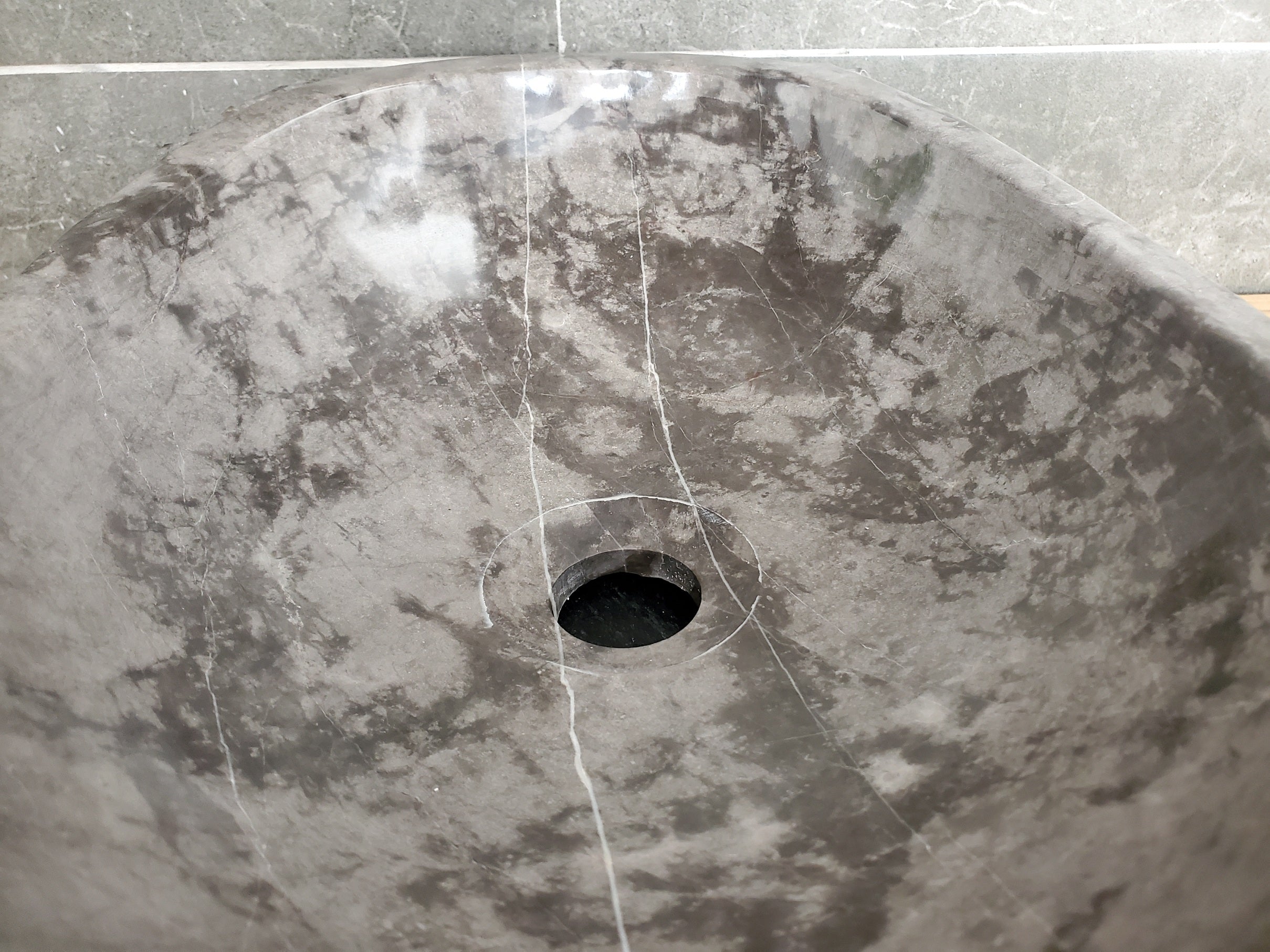 S31_42 Oval Carved Marble Vessel Sink - 16 x 12 inch