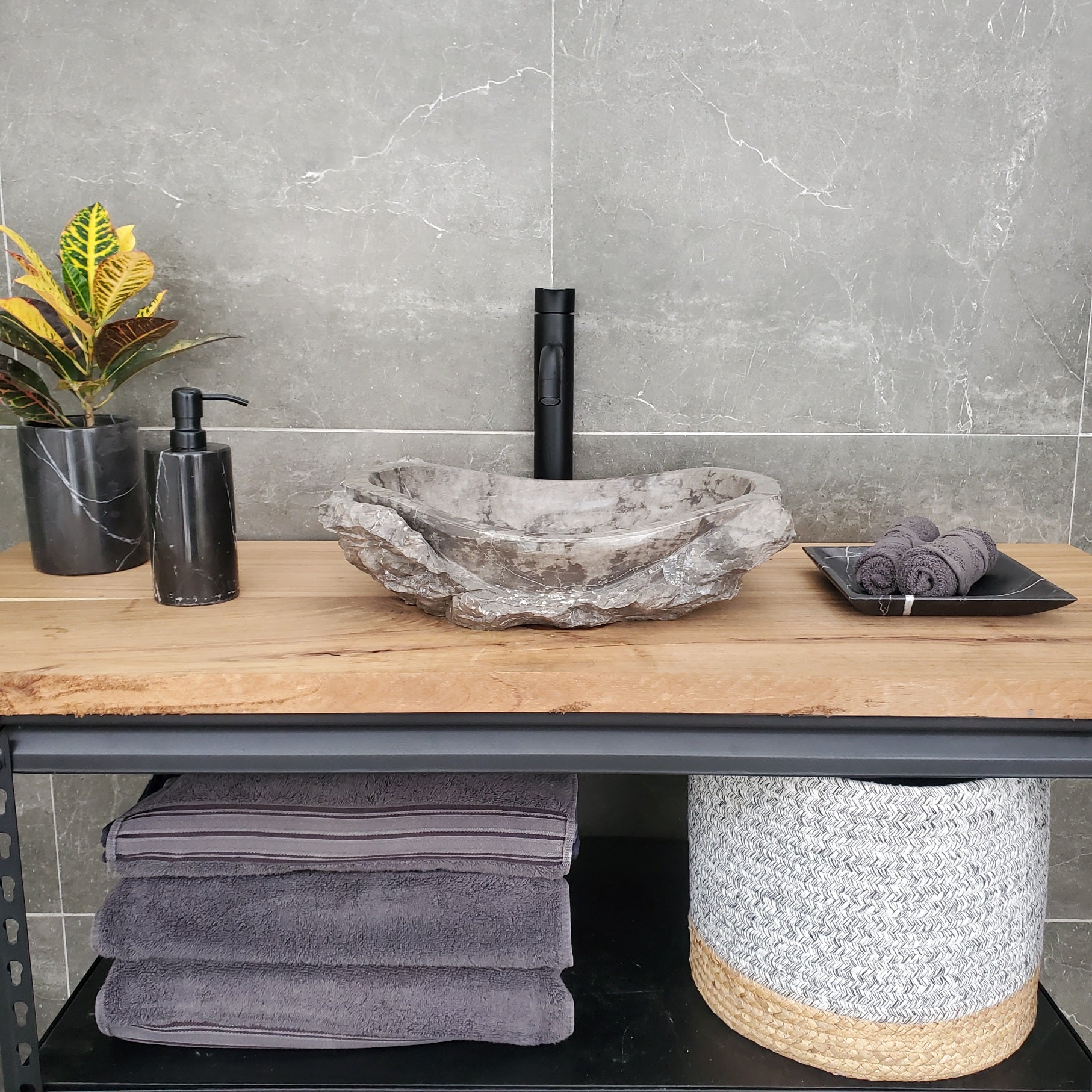 S31_42 Oval Carved Marble Vessel Sink