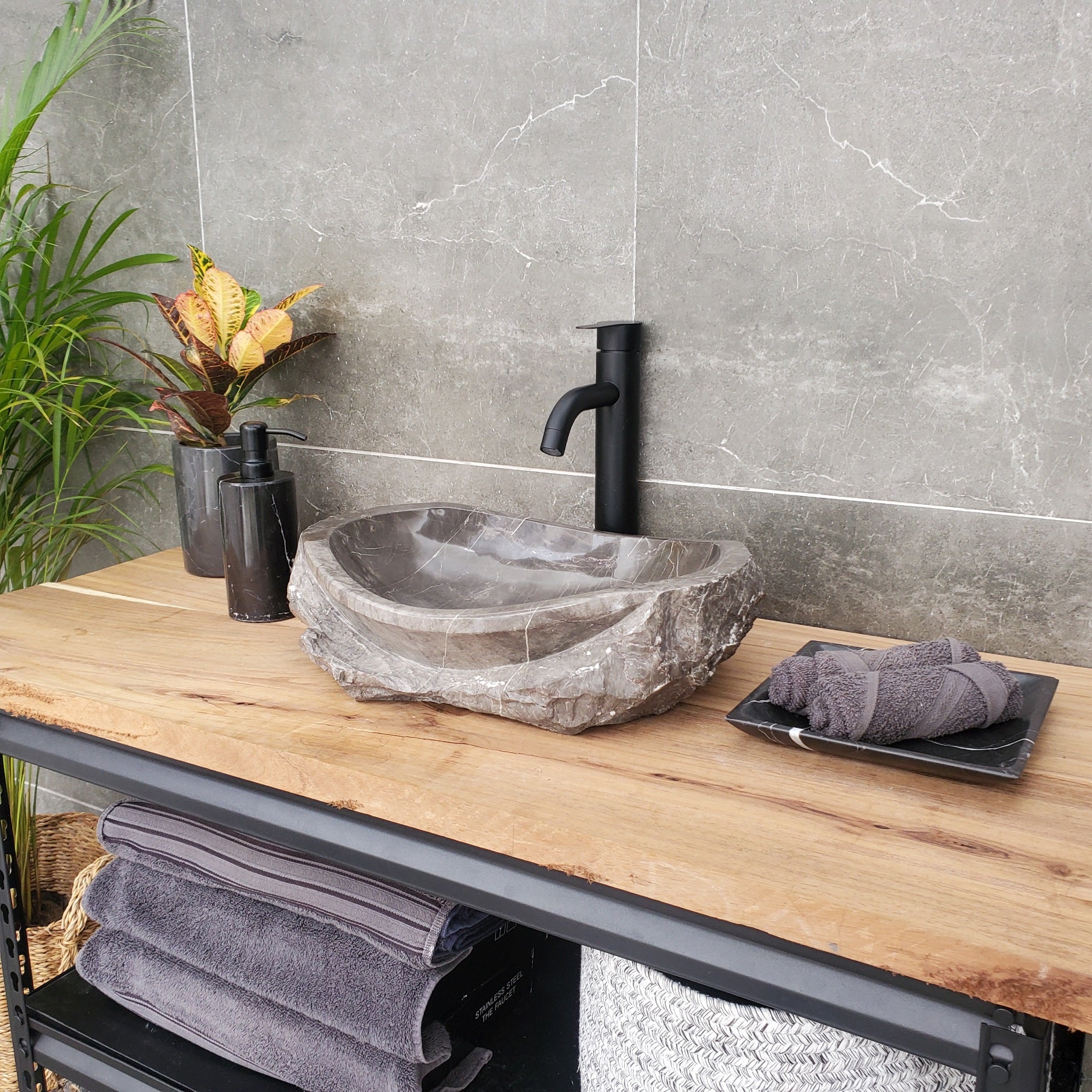 SET3167 Marble Stone Vessel Sink Set