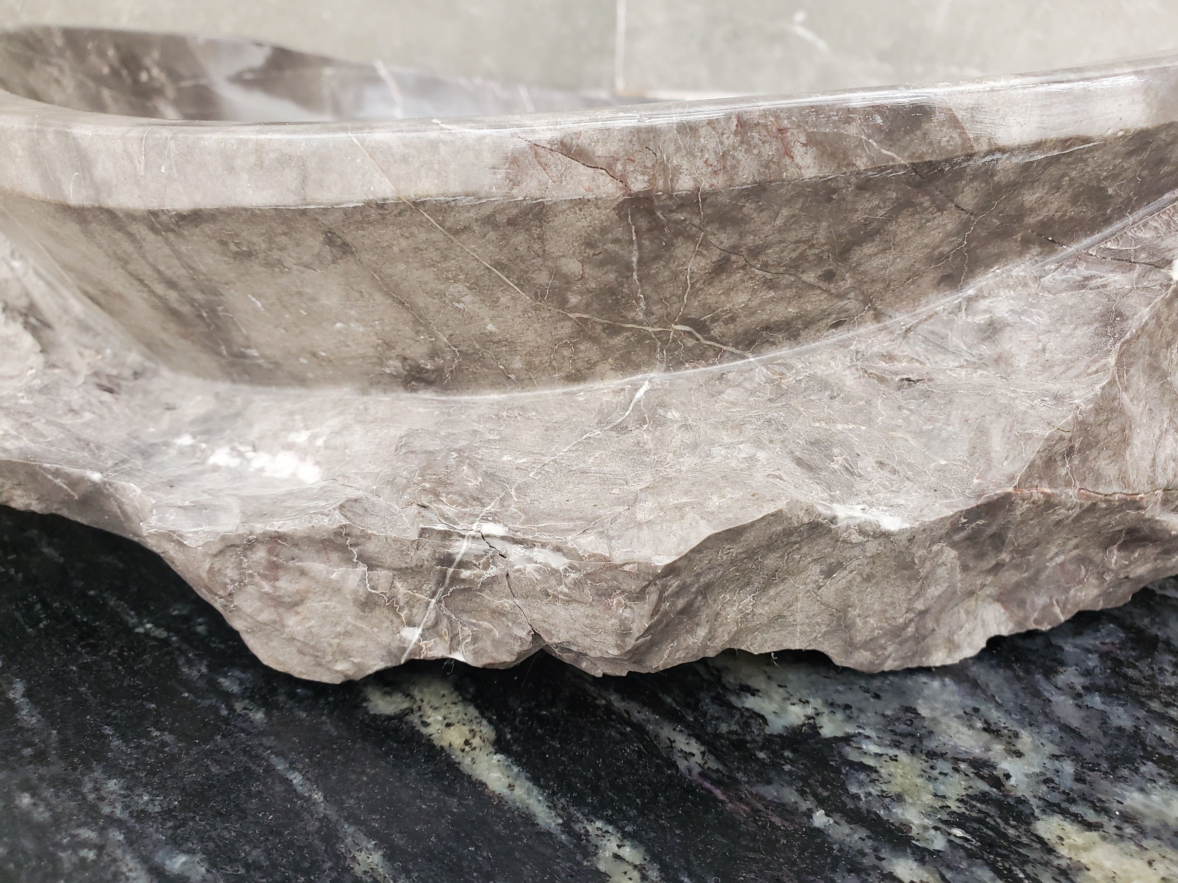 S31_41 Oval Carved Marble Vessel Sink