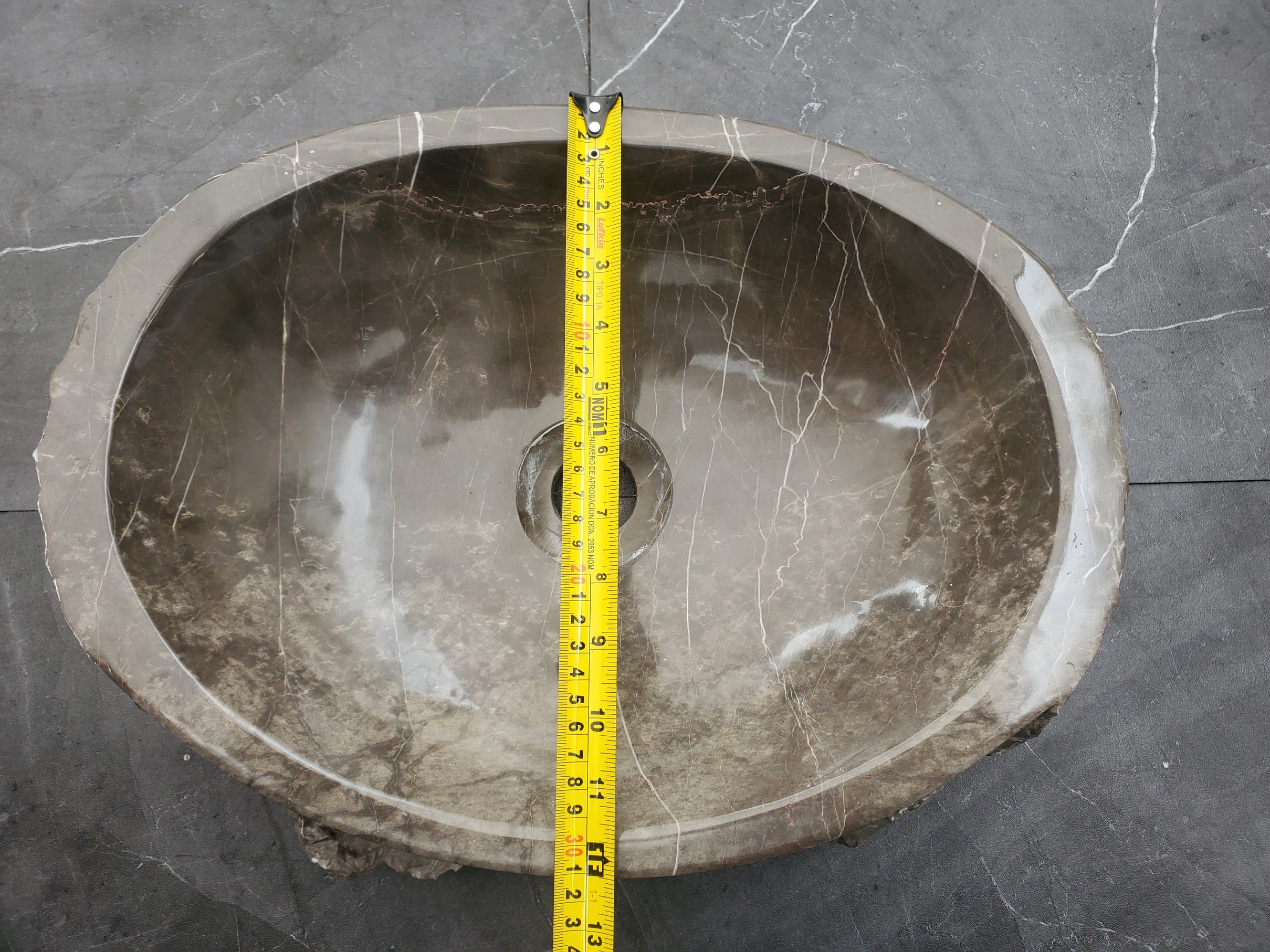 S31_40 Oval Carved Marble Vessel Sink - 16 x 12 inch