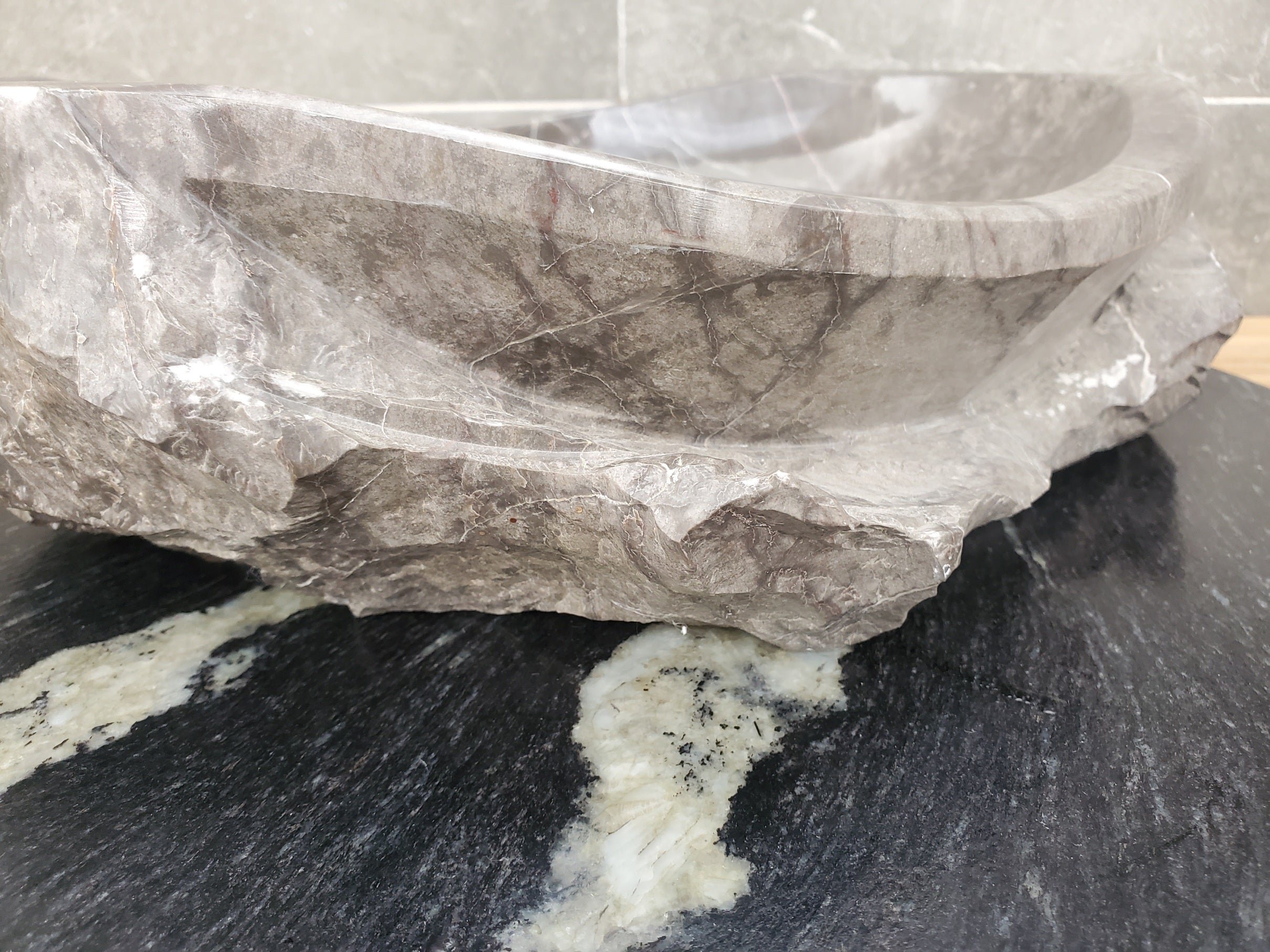 S31_40 Oval Carved Marble Vessel Sink