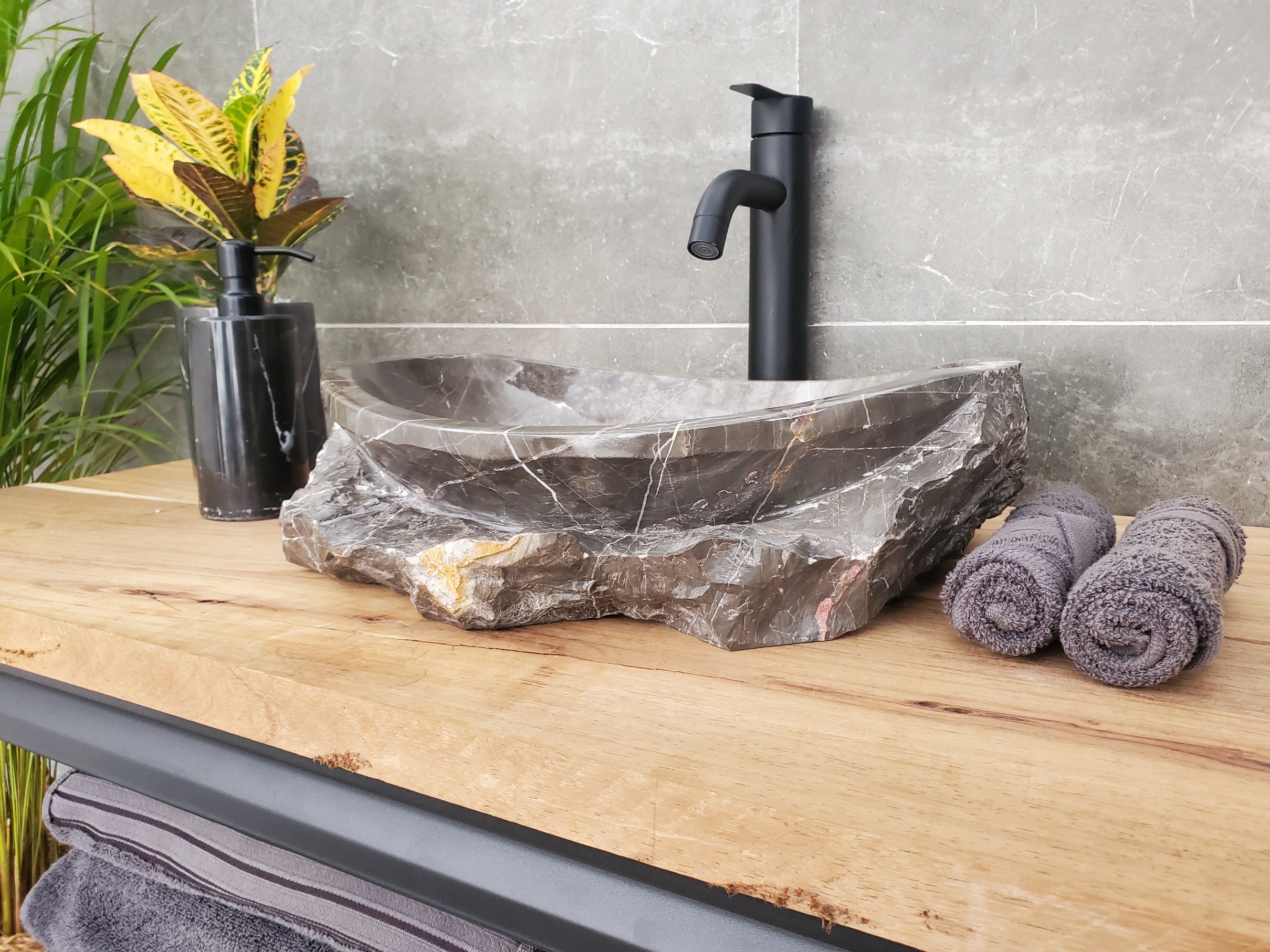 S31_41 Oval Carved Marble Vessel Sink