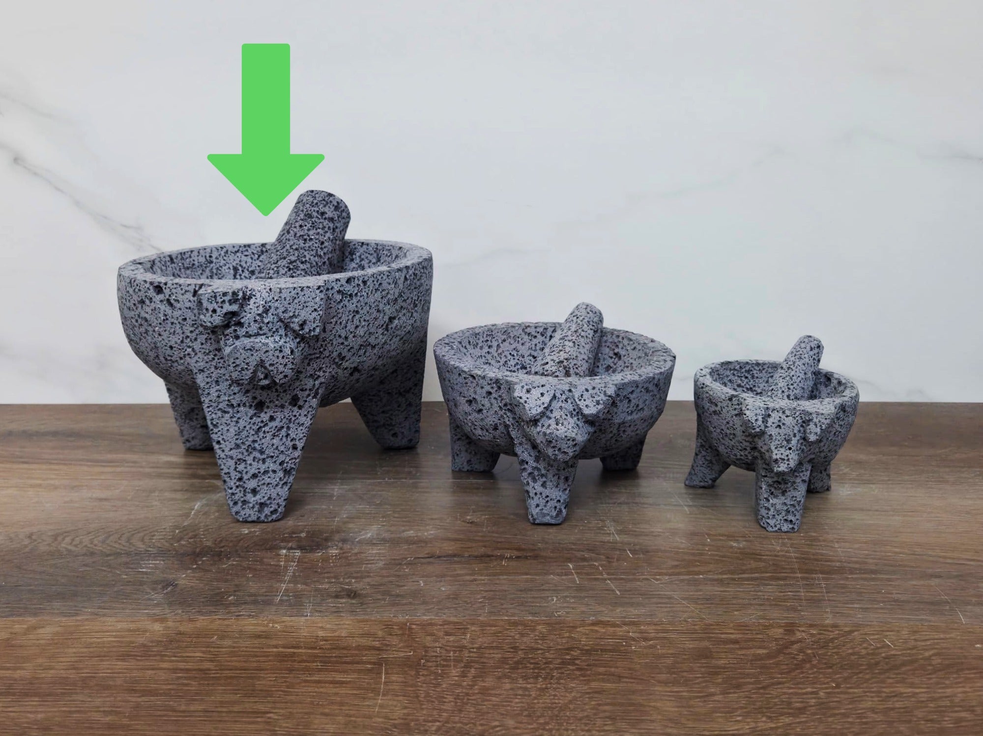 MOL10P Authentic Mexican Molcajete - Piggy Face - 10 inch