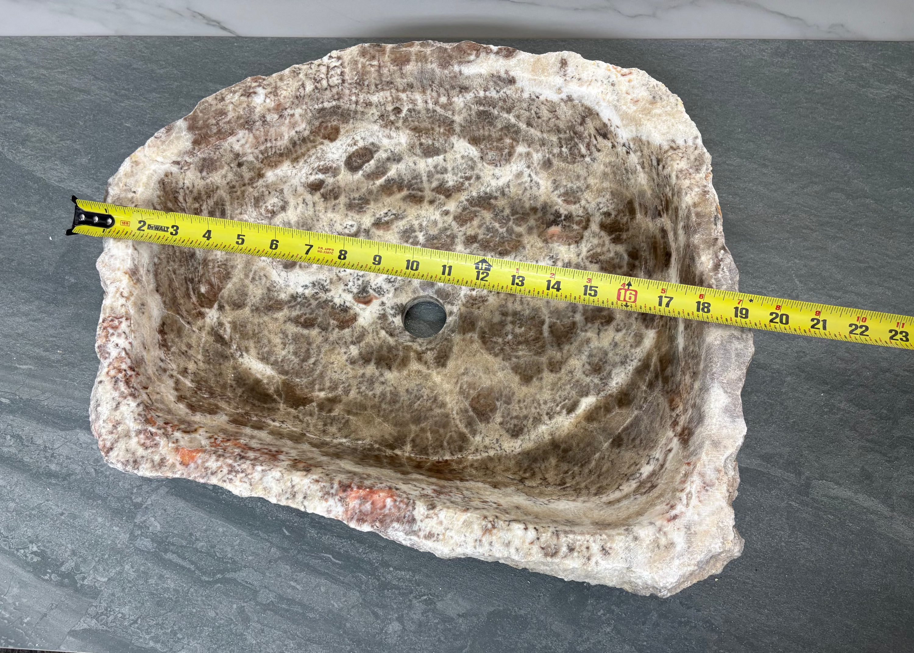 S15_04 Onyx Stone Vessel bathroom Sink - 19 x 15.5 inch