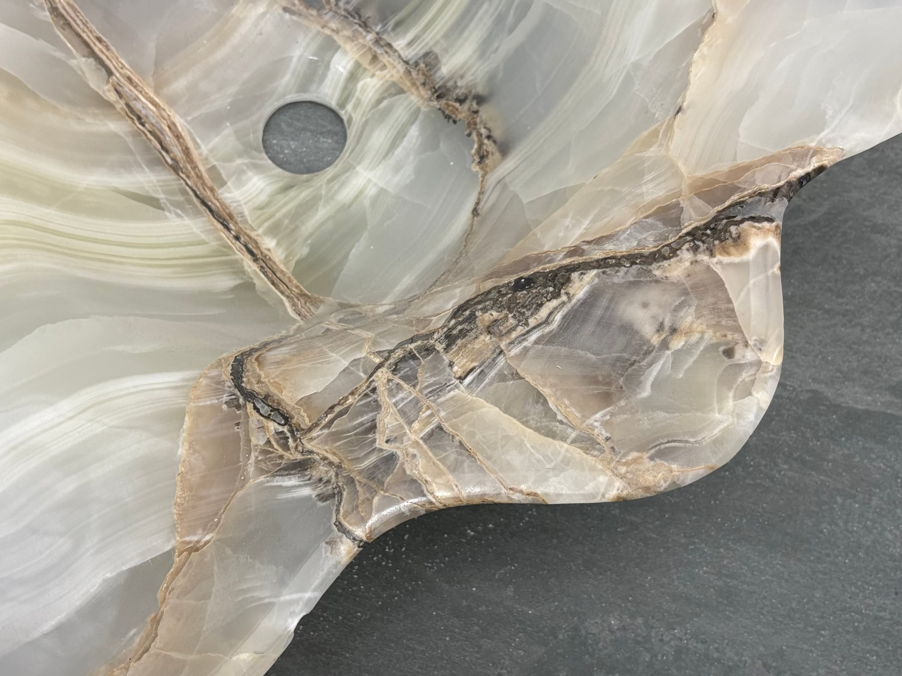 S21_19 Onyx Stone Bathroom Vessel Sink - 19.5 x 18.5 inch