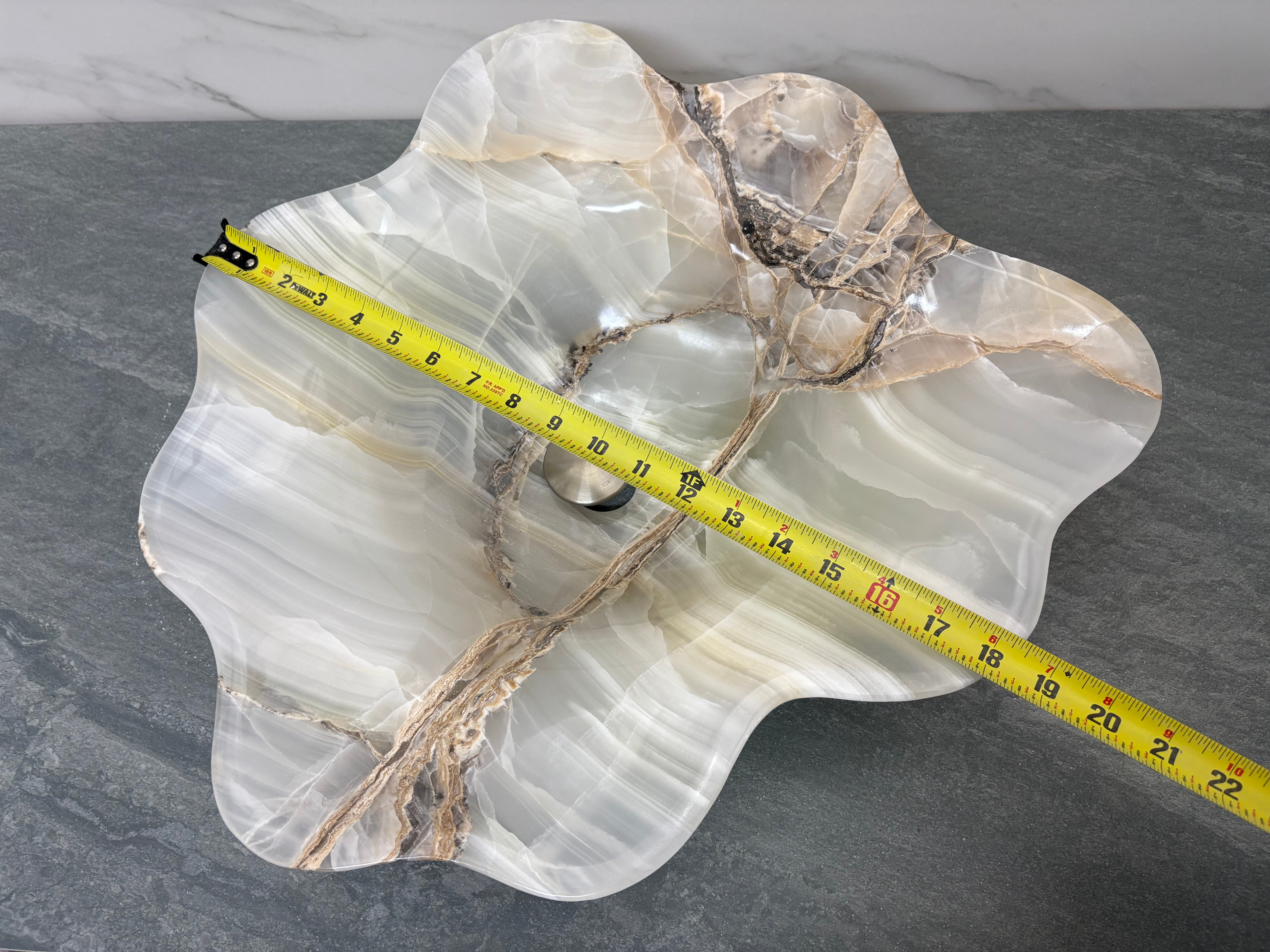 S21_19 Onyx Stone Bathroom Vessel Sink - 19.5 x 18.5 inch