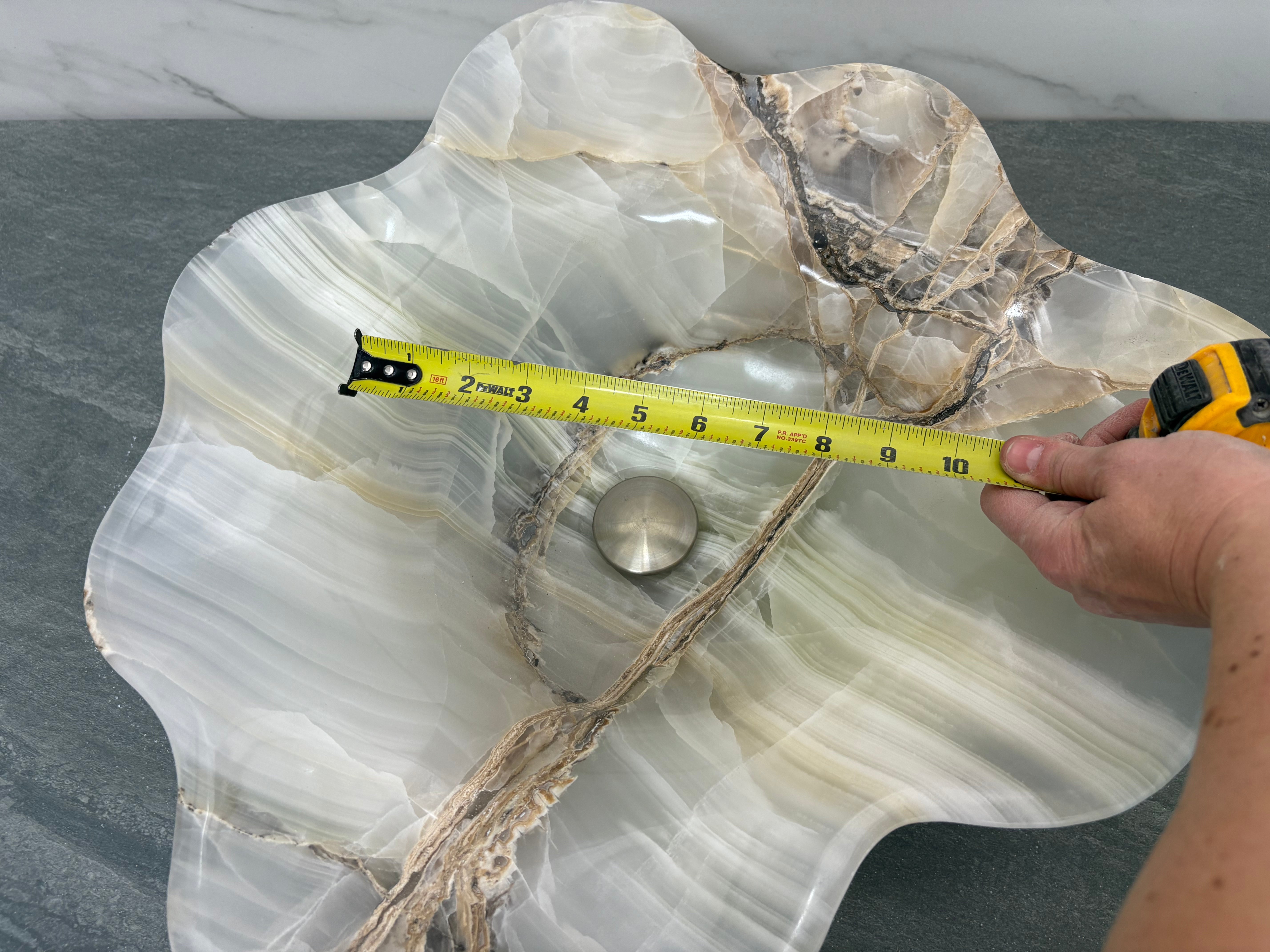 S21_19 Onyx Stone Bathroom Vessel Sink - 19.5 x 18.5 inch