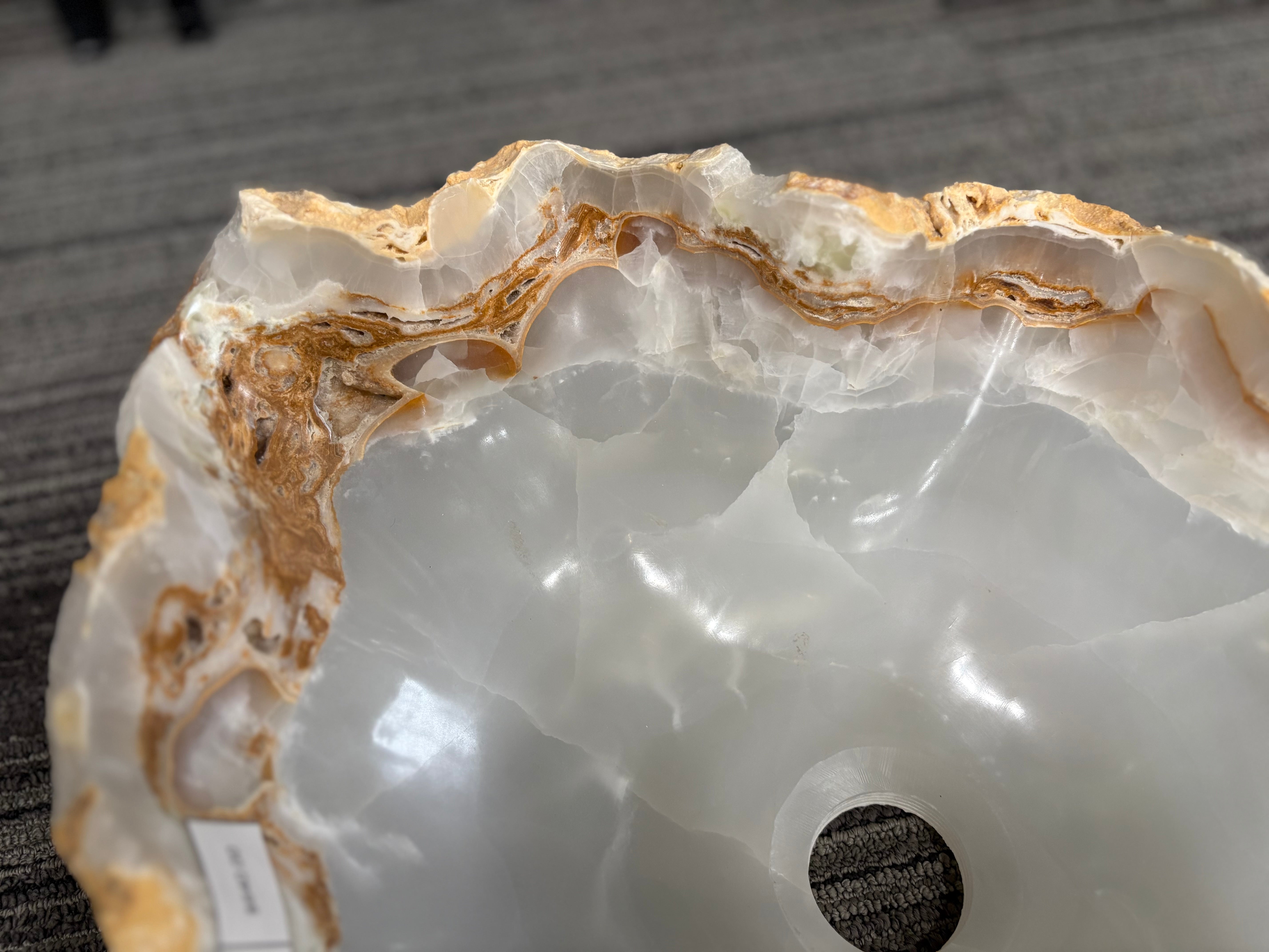 S16_17 Onyx Stone Vessel Bathroom Sink - 17 x 14 inch