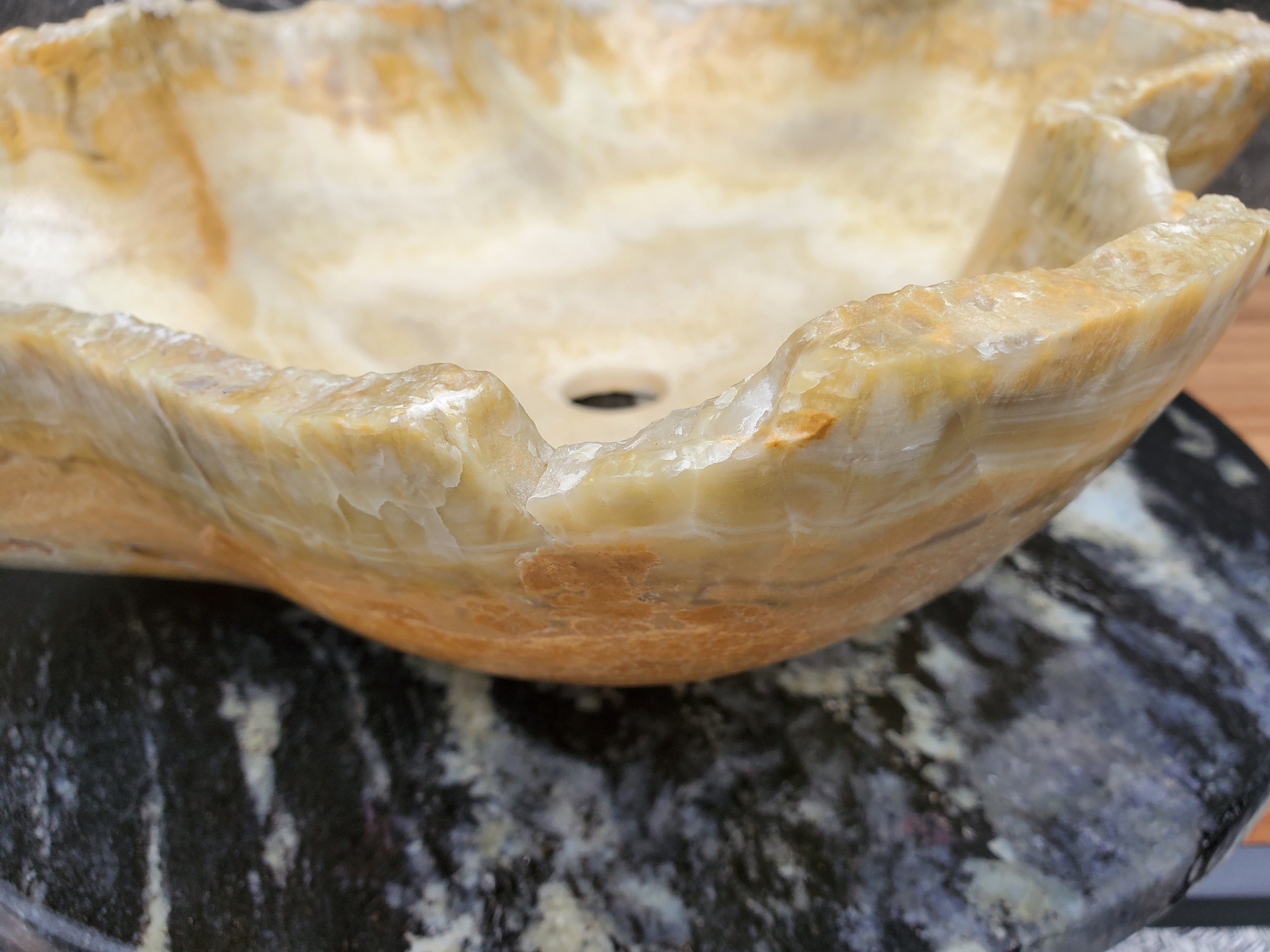 S30_15 Onyx Stone Vessel Bathroom Sink - 23.5 x 16 inch